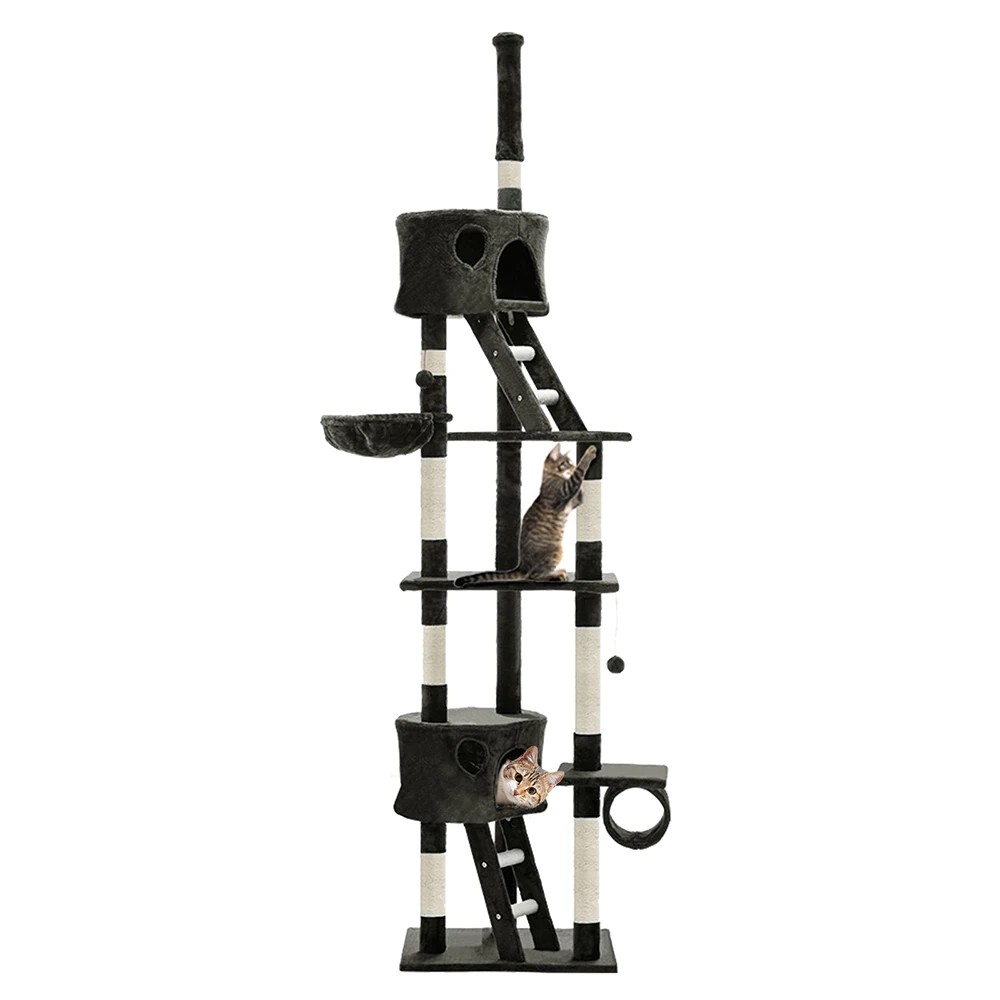 1 i.Pet Cat Tree 260cm Tower Scratching Post Scratcher Condo House Trees - Grey, 1 of 7
