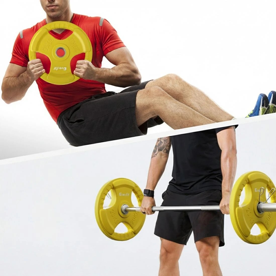 6 Everfit Weight Plates Olympic 20kgx2 Dumbbell Barbell Plate Weight Lifting Home Gym - Yellow, 6 of 6