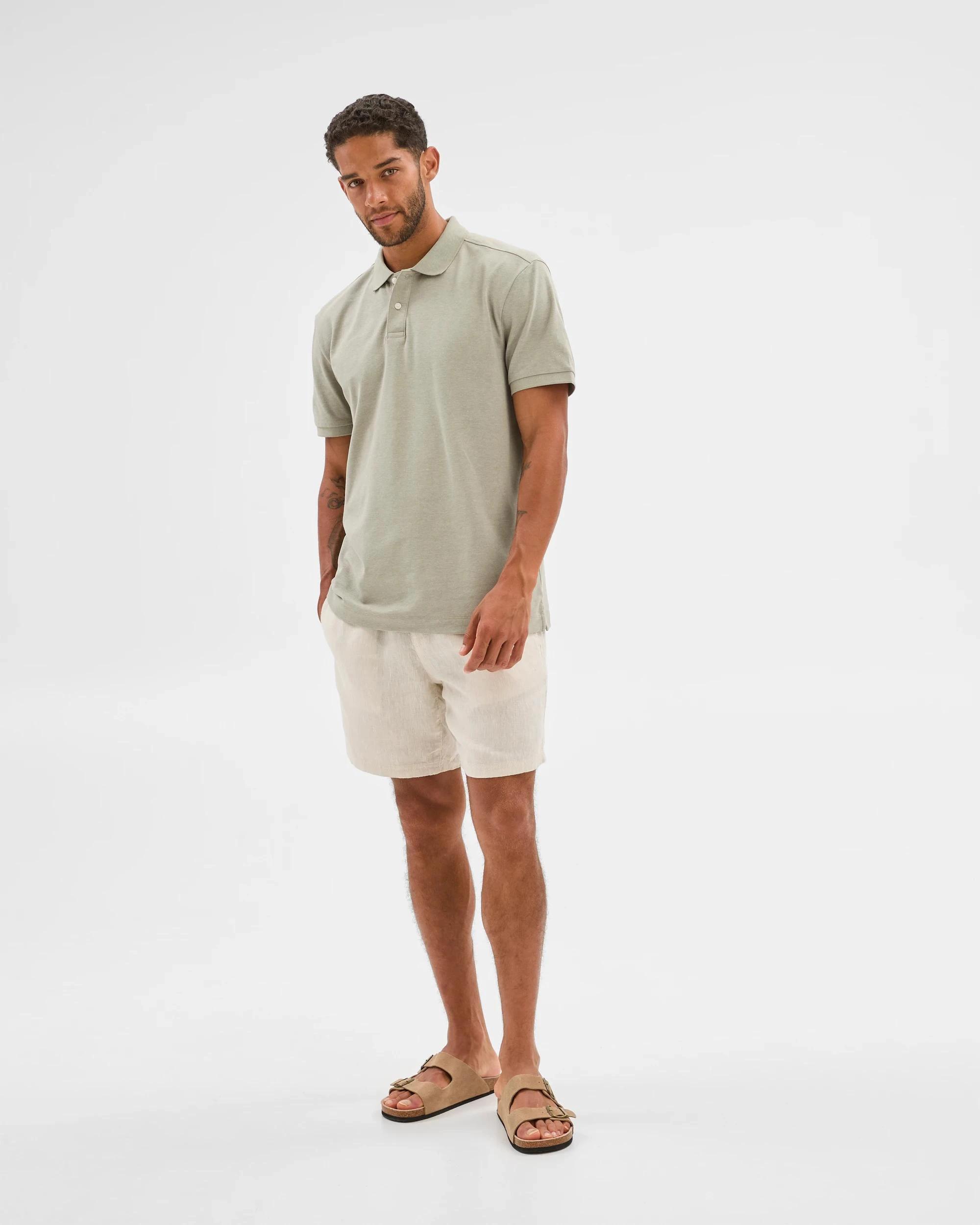 2 Target Australian Cotton Rich Pique Polo Top LIGHT GREEN MARLE, 2 of 6