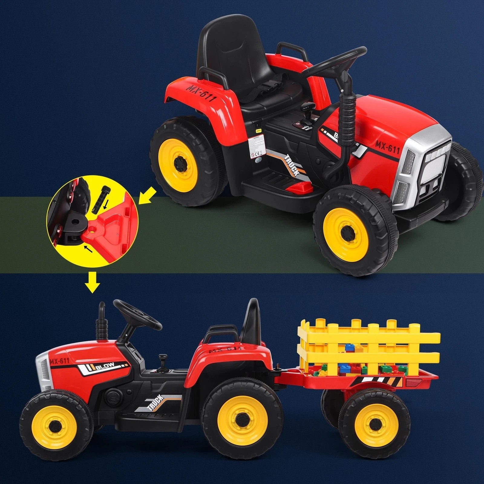 10 Alfordson Kids Ride On Car Tractor 12V Electric Toy Vehicle Child Toddlers - Red, 10 of 10