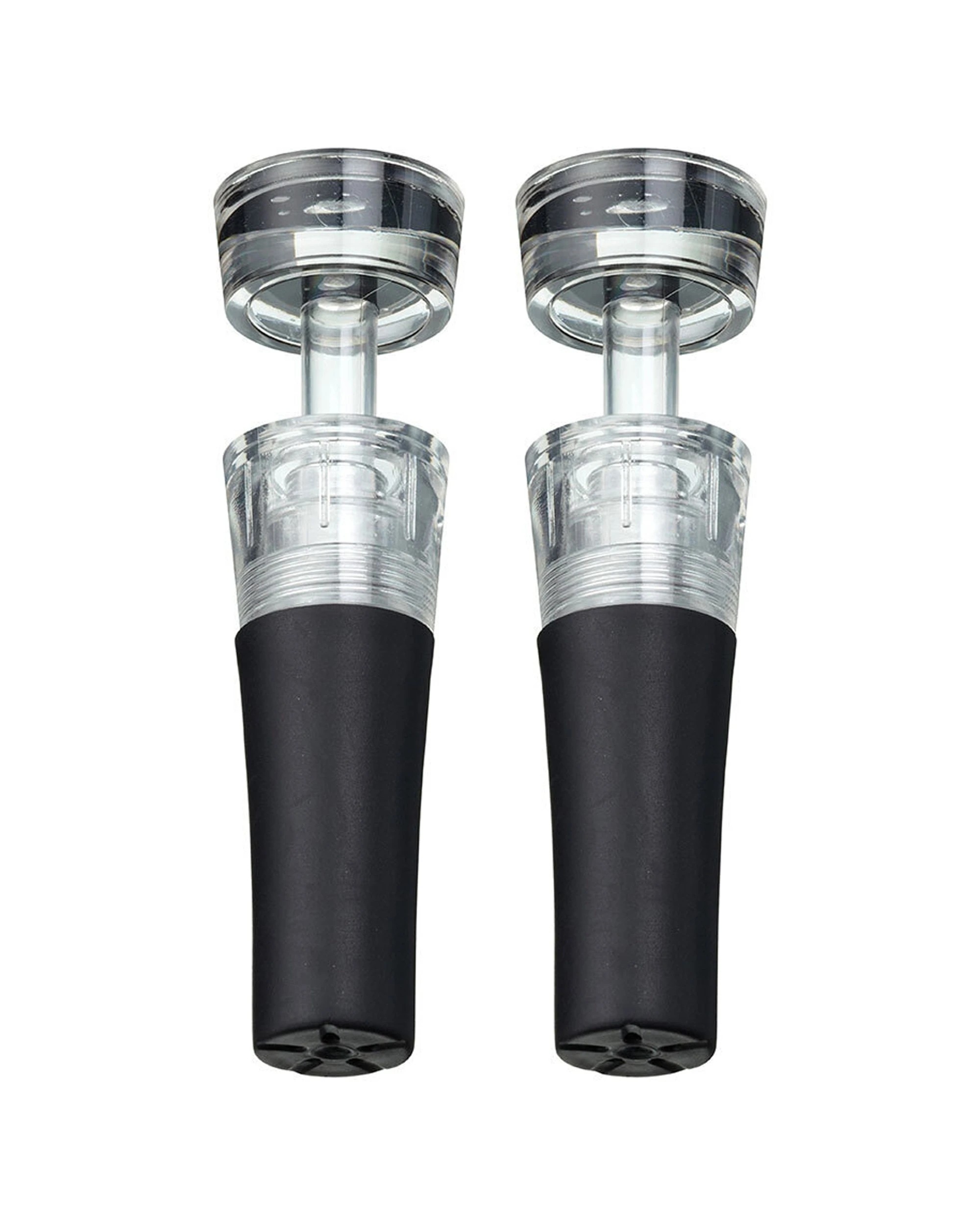 1 Barcraft 2pk Preserver Wine Bottle Stopper - Black, 1 of 1