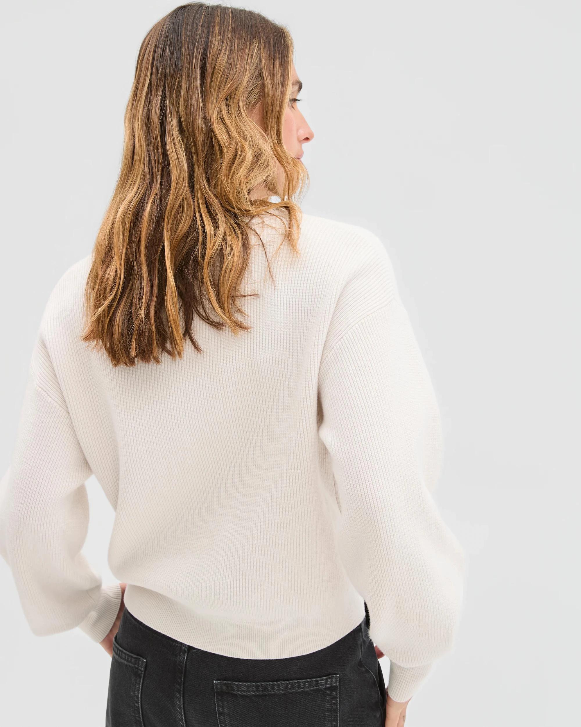 7 Target Woman Australian Cotton Blend V-Neck Rib Cardigan CHALK, 7 of 7