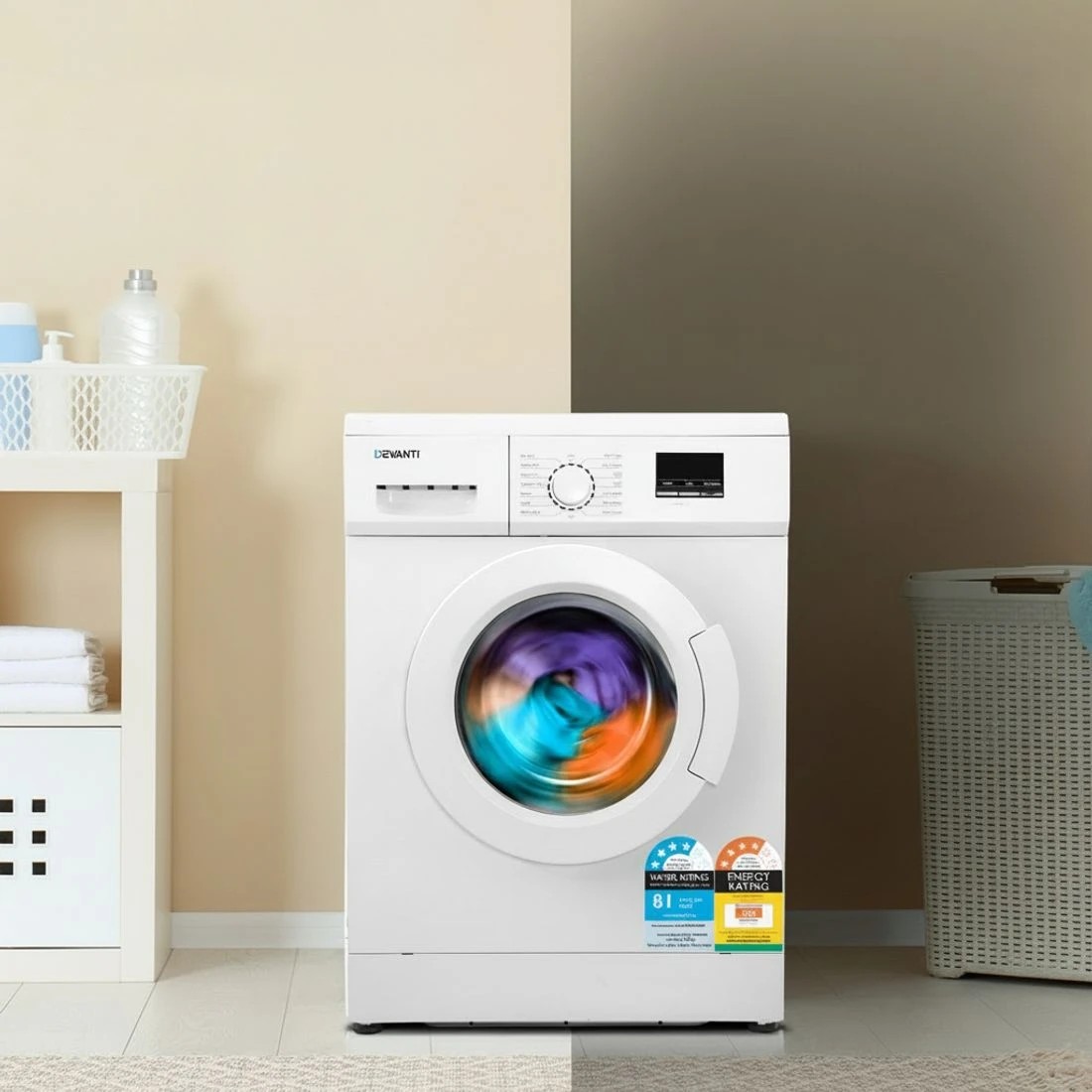 5 Devanti 8kg Front Load Washing Machine - White, 5 of 6