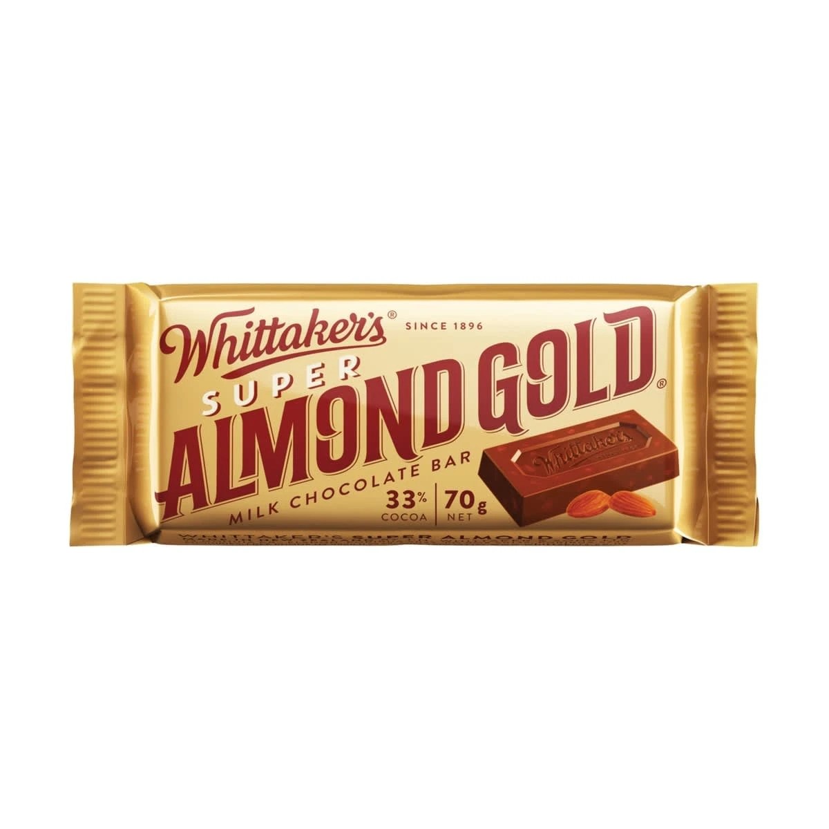 1 Whittaker's Super Almond Gold Milk Chocolate Bar 70g, 1 of 1