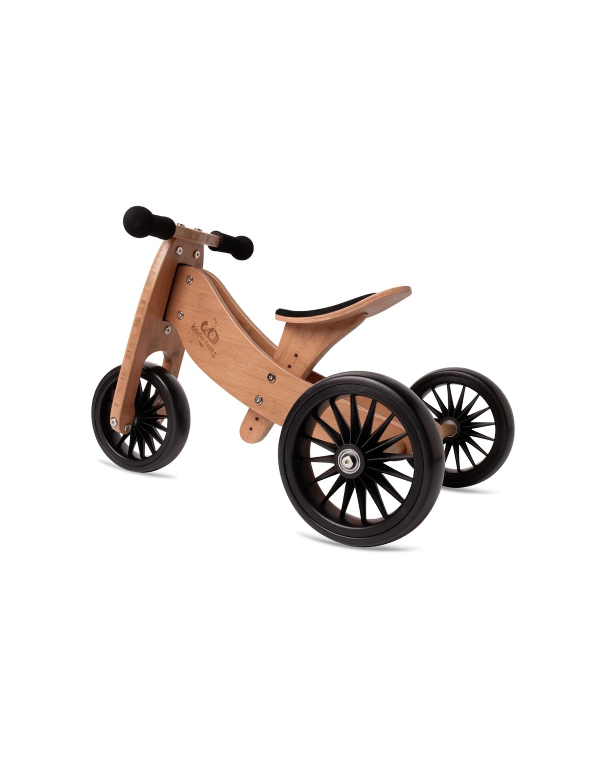 1 Kinderfeets Tiny Tot Plus Bamboo Balance Bike And Trike Kids Ride On Toy 18 Months Plus - Brown, 1 of 9