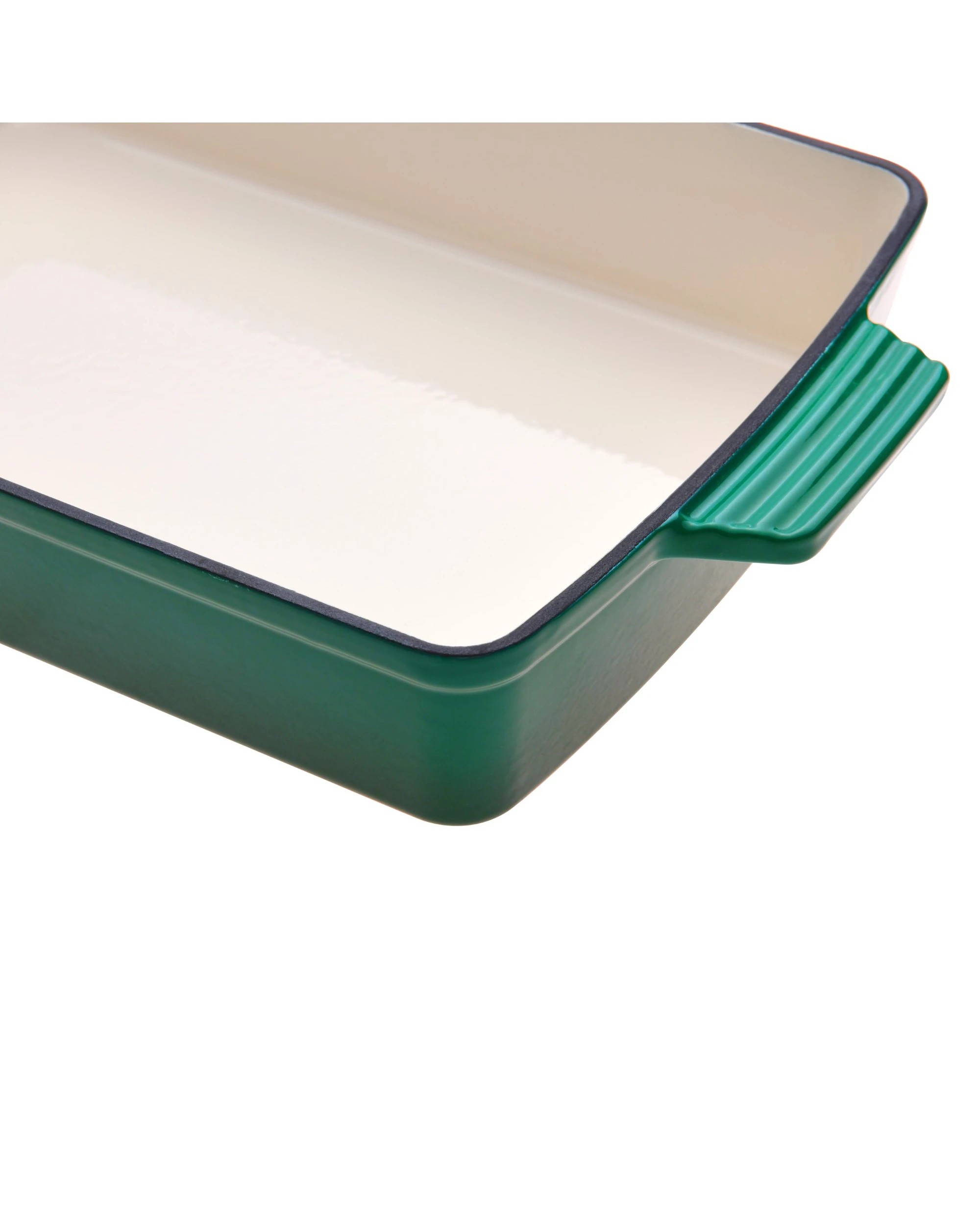 6 Gourmet Kitchen Enamelled Cast Iron Rectangular Baking Pan 33cm - Eden Green, 6 of 7