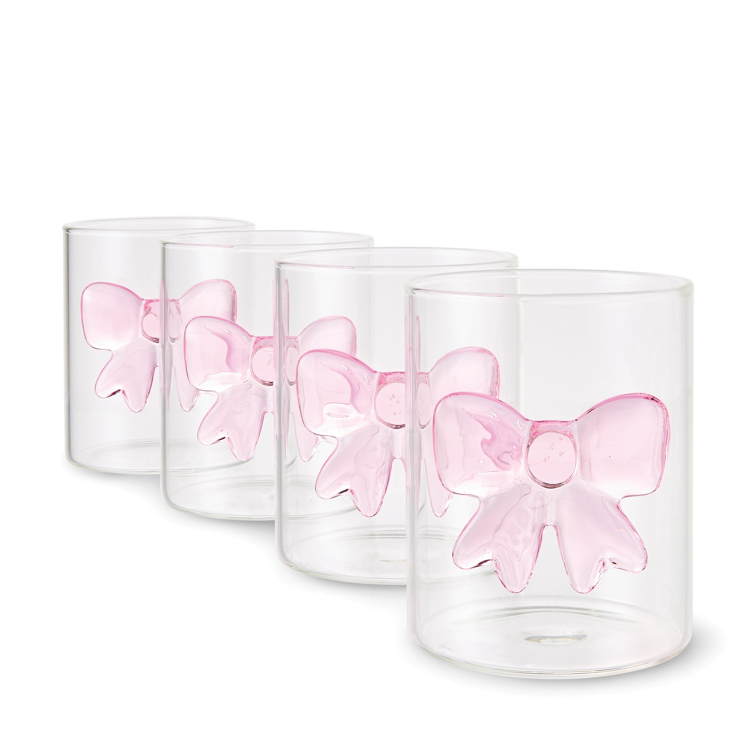 1 4 Pink Bow Tumbler Glasses, 1 of 6