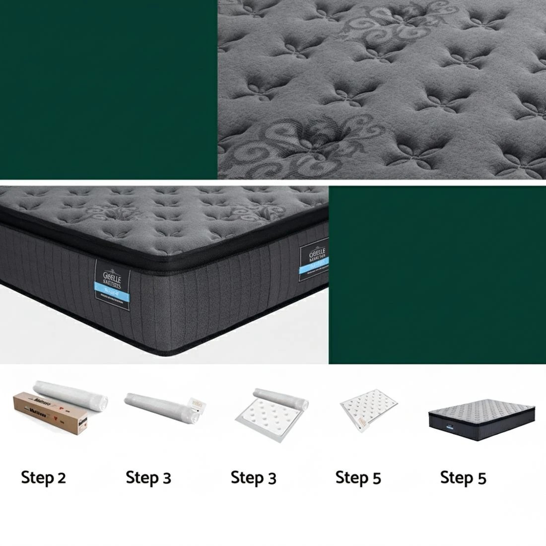 7 Bed Mattress Giselle 34cm King - King Bed - Grey, 7 of 7