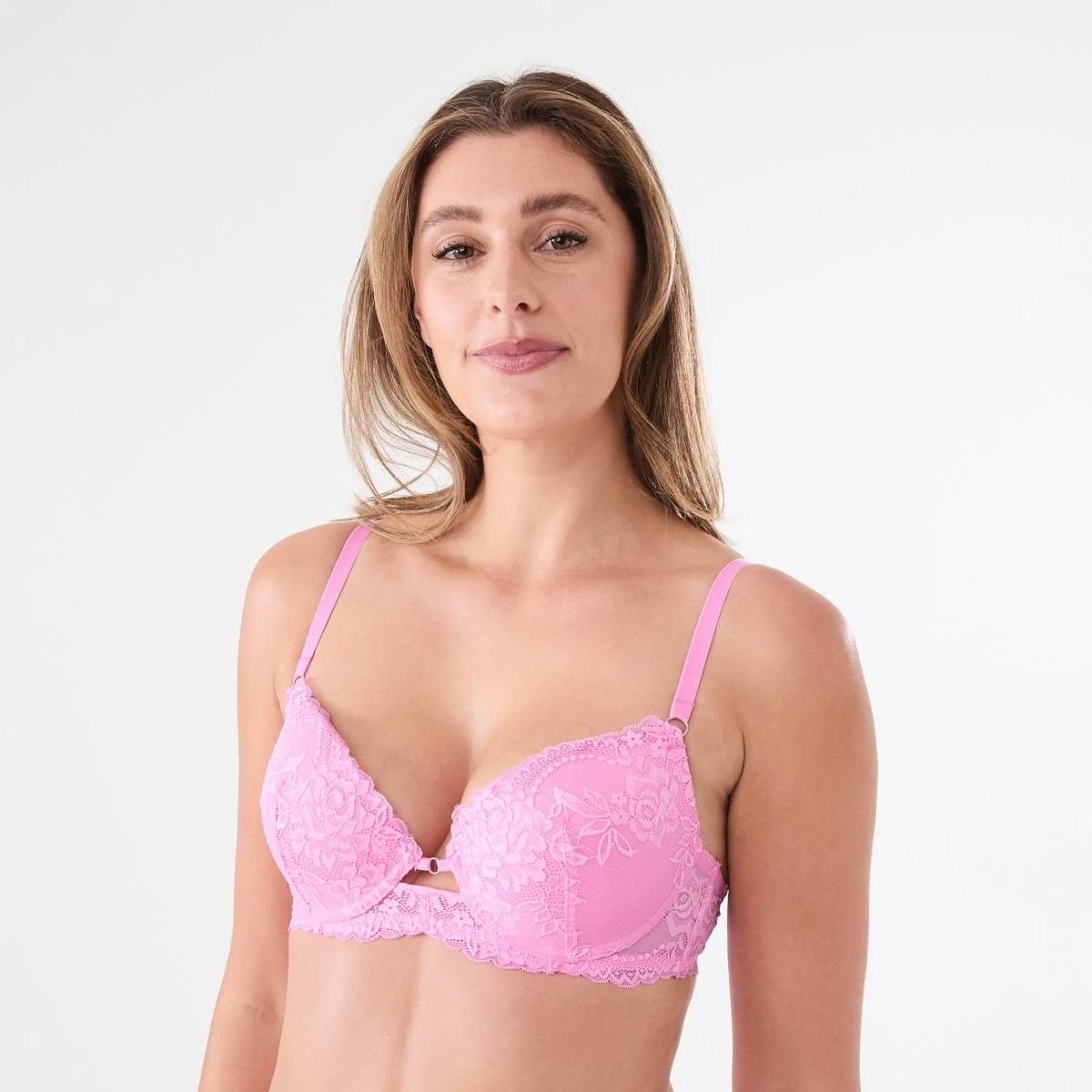 2 Co-ordinated Lace Push-Up Bra BEGONIA PINK, 2 of 6