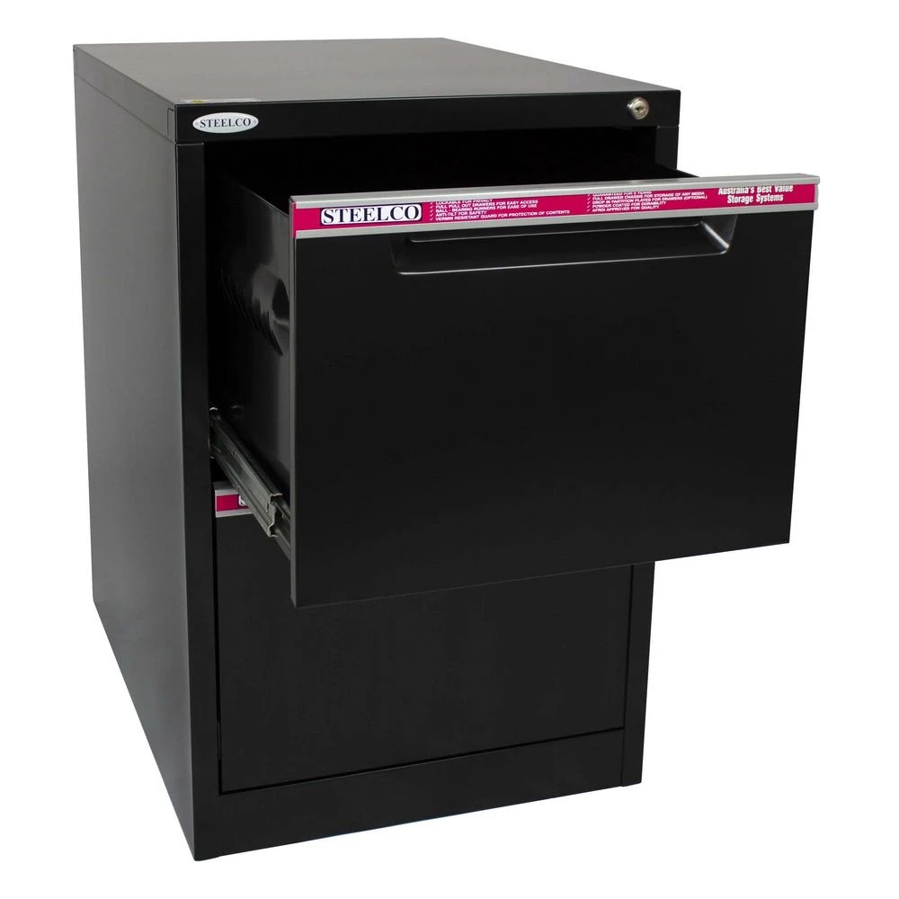 4 Steelco 2 Drawer Vertical Filing Cabinet Satin Black Cabinets Filing Drawer Cabinets, 4 of 5