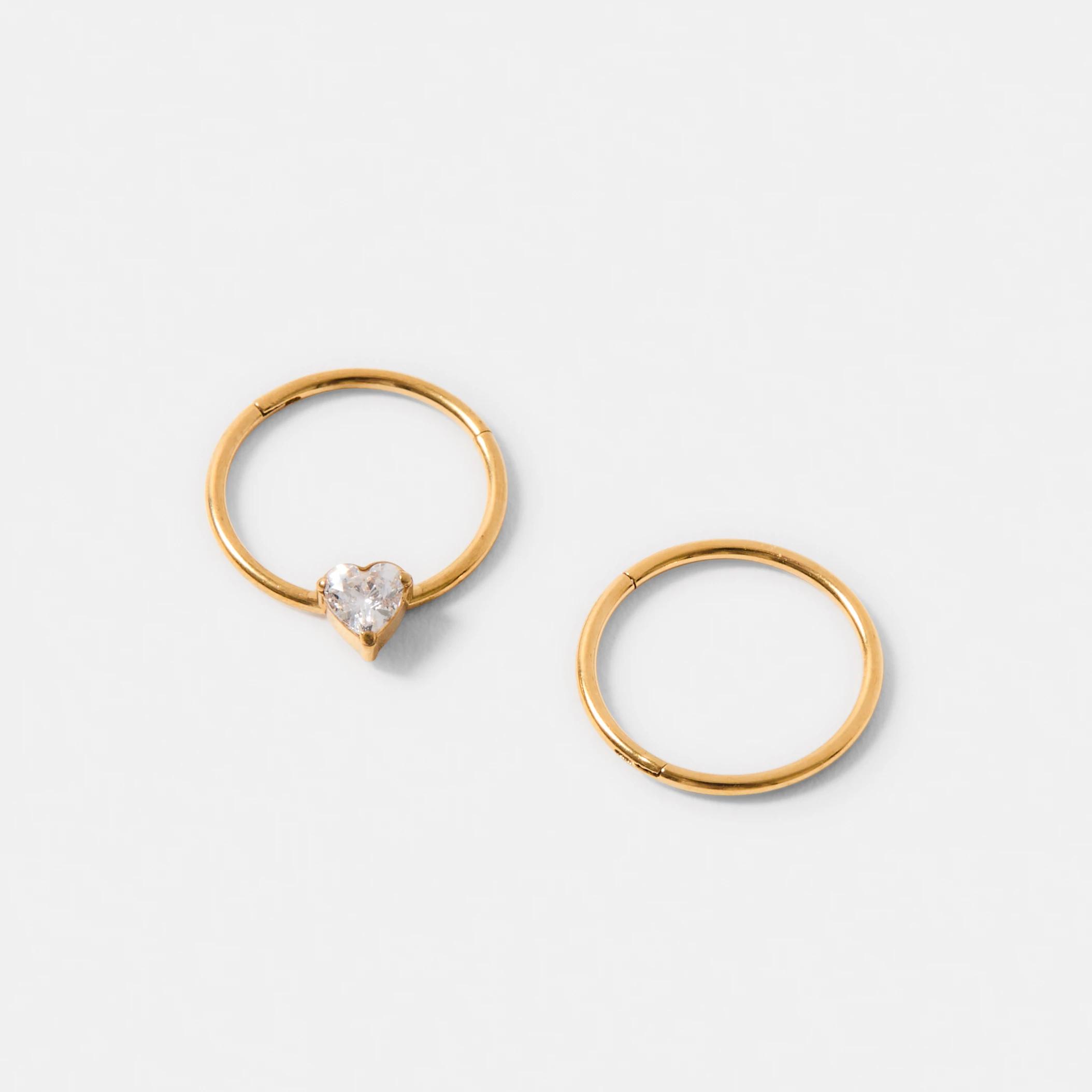 2 2 Pack Cubic Zirconia Nose Ring - Gold Tone GOLD, 2 of 3