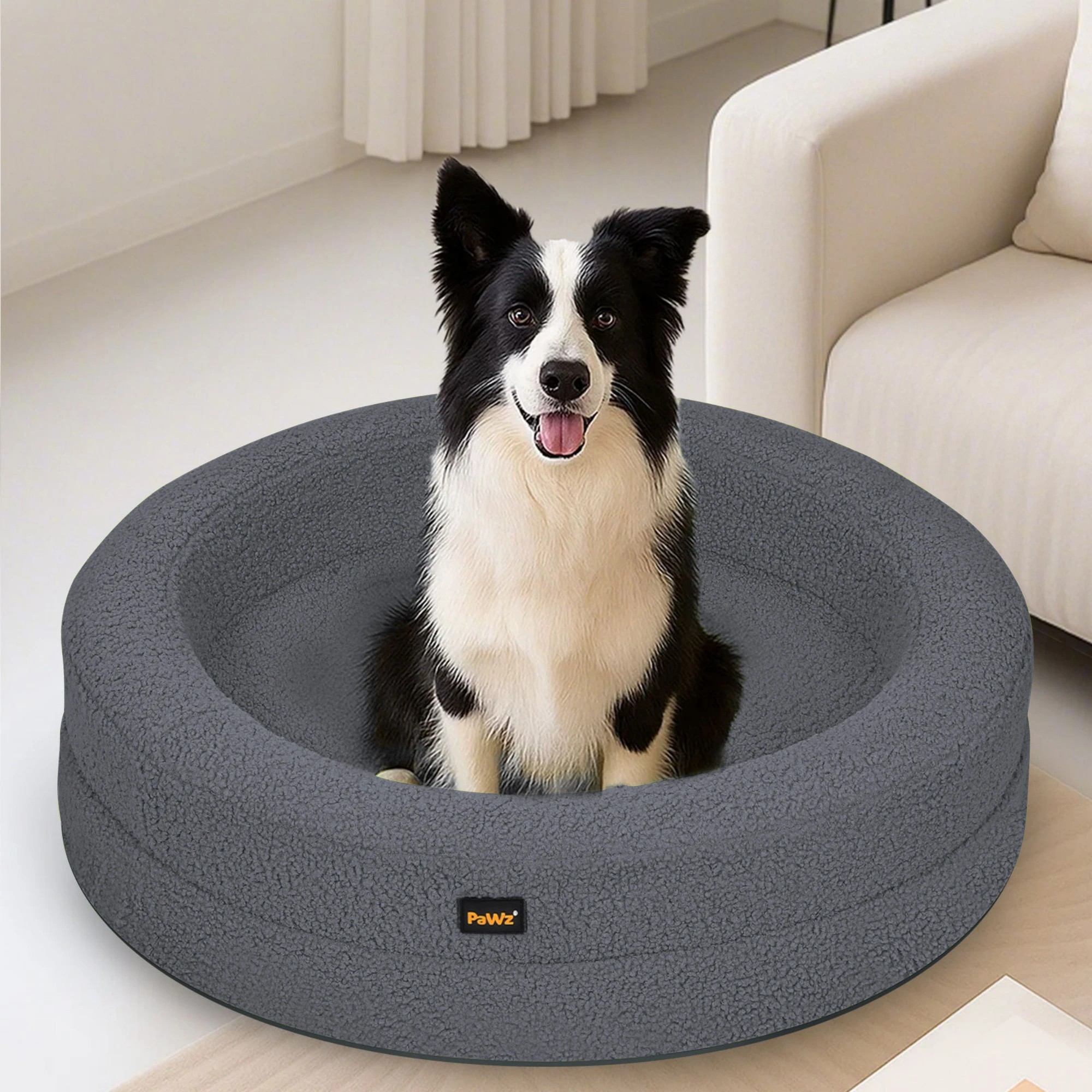 7 Pawz Washable Round Pet Bed  XL - Grey, 7 of 9