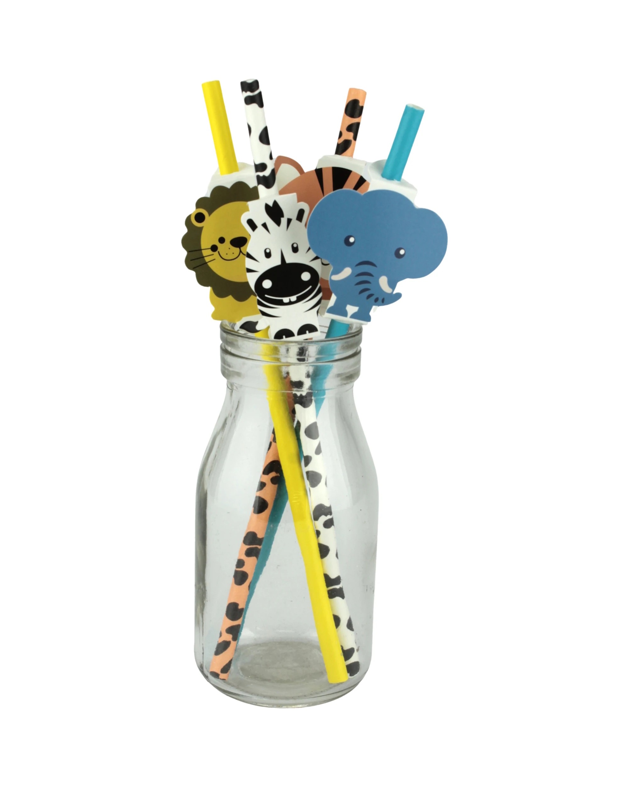 1 Party Maker Jungle Animal Paper Straws Pack of 12 - Multi, 1 of 2