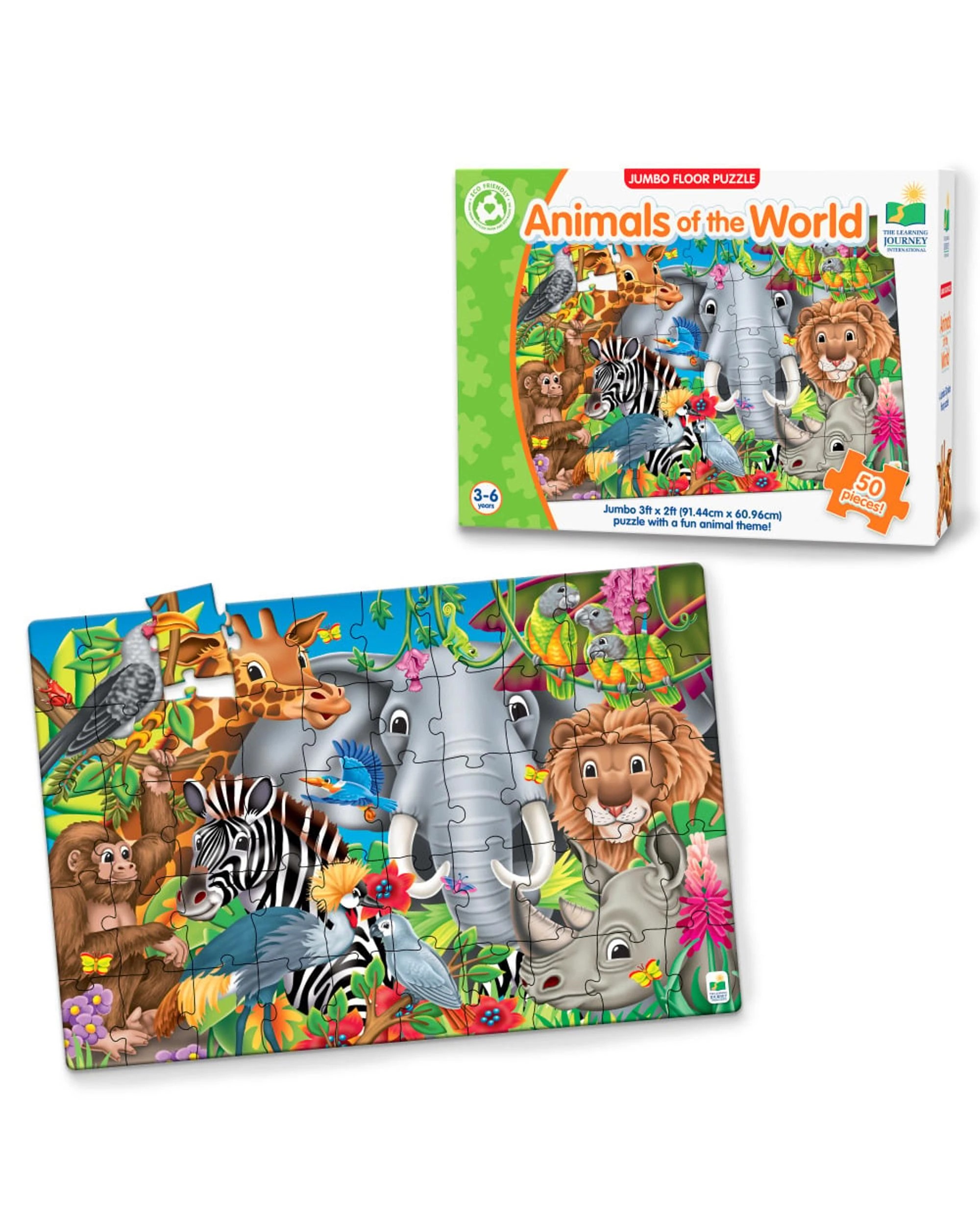 2 Learning Journey Jumbo Animals Of The World Floor Puzzle, 2 of 6