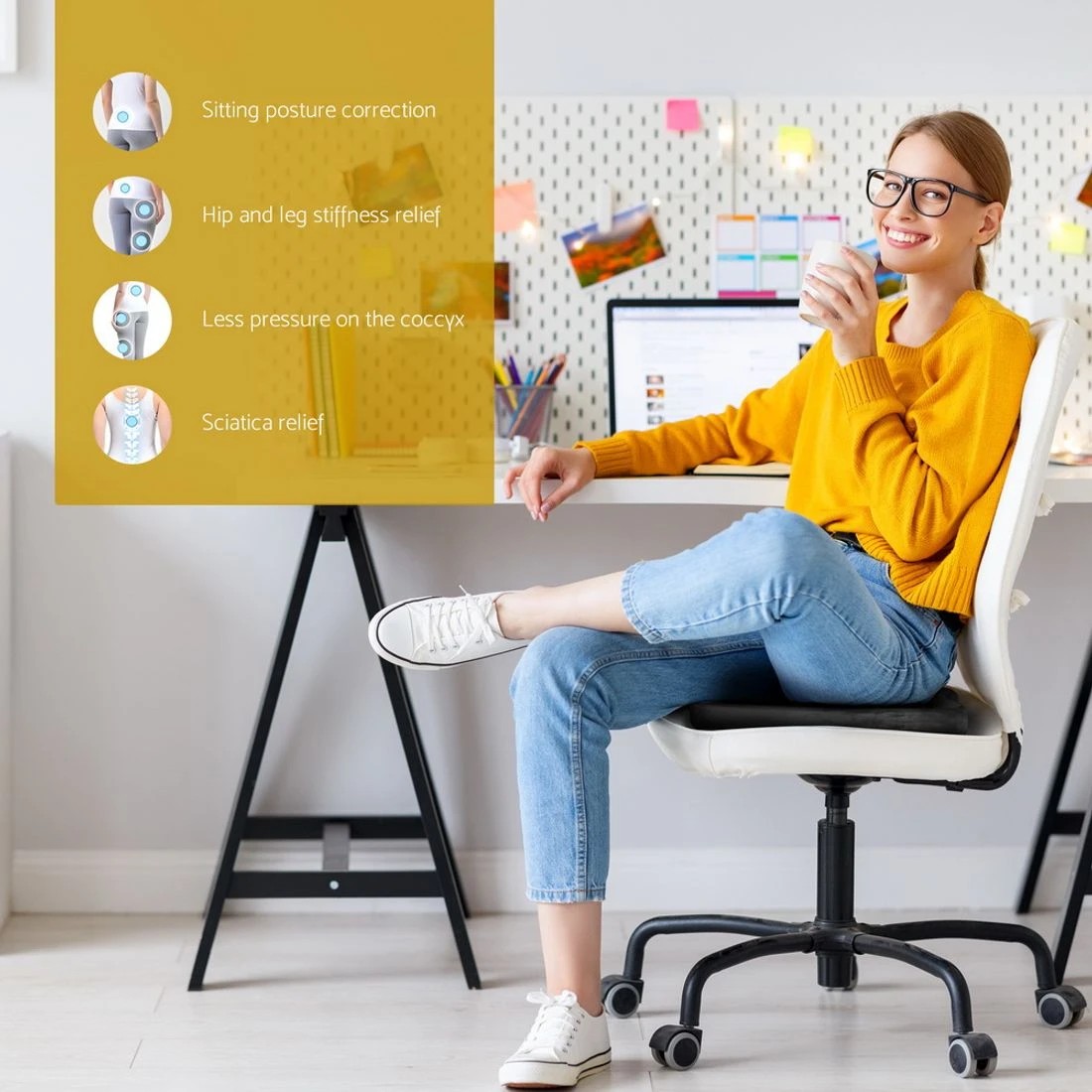 4 Giselle Bedding Seat Cushion Memory Foam Pillow - Black, 4 of 6