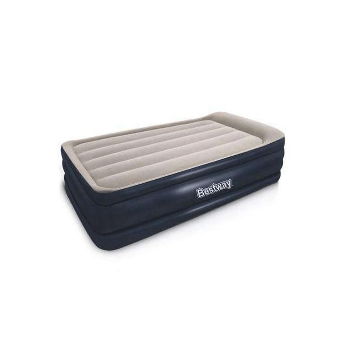 1 Bestway Air Bed with Built-in AC Pump — Flocked Surface, I-Beam Support (Navy, 191 x 97 x 46 cm) - Blue, 1 of 6