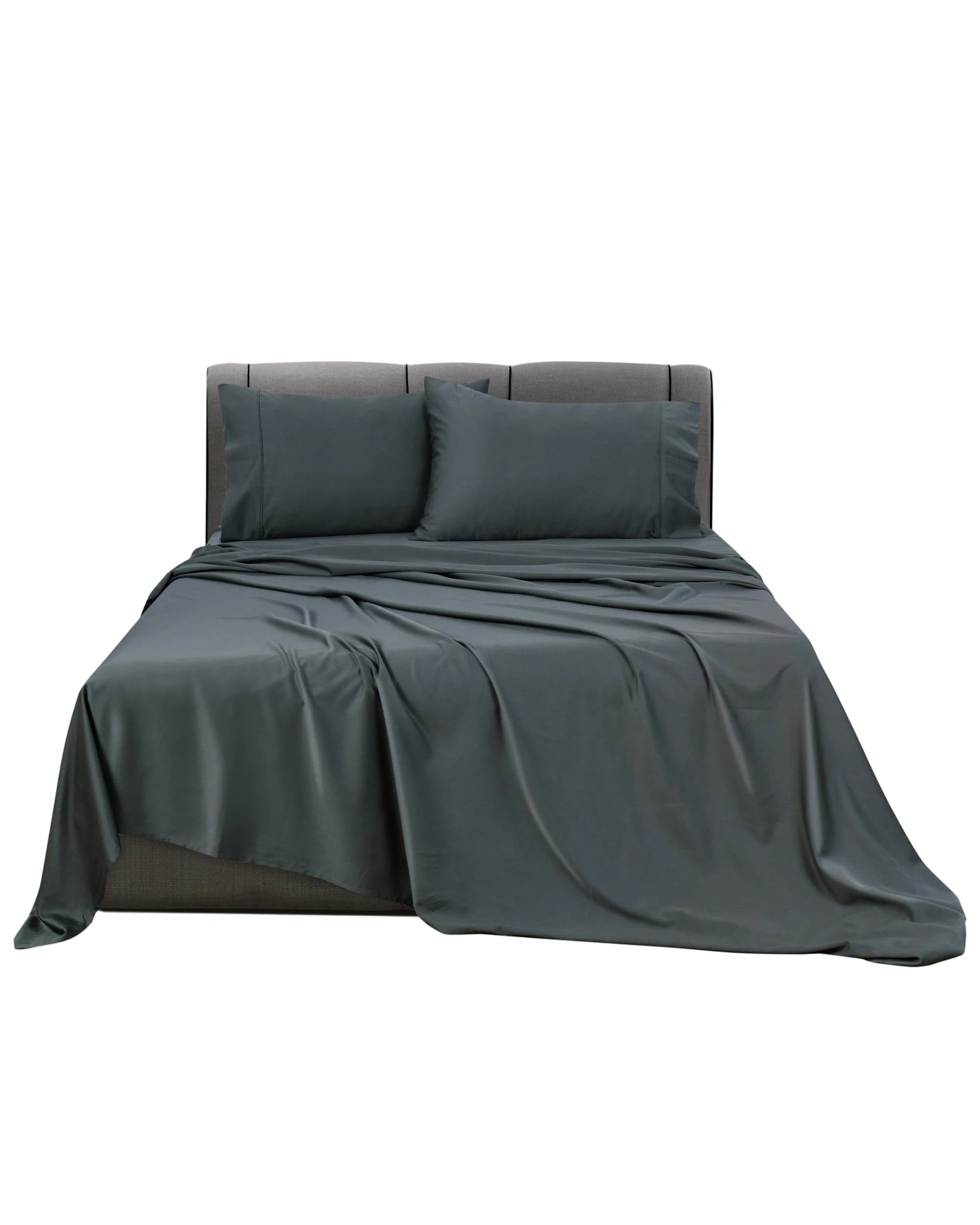 1 Bianca Rosebank 500TC Bamboo Cotton Sateen Blend Sheet Set With 2 Pillowcases - Super King Bed - Grey, 1 of 7