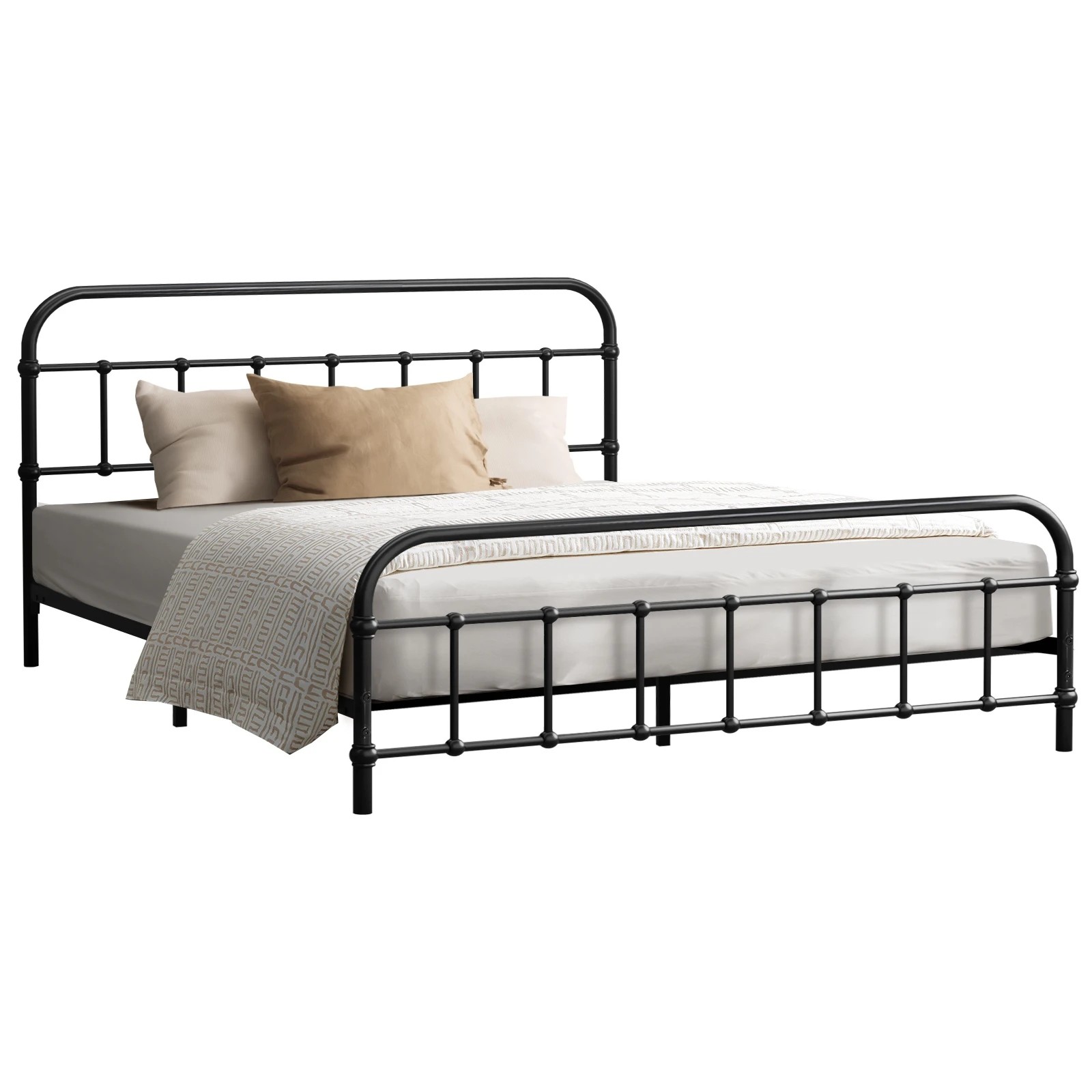 1 Oikiture Metal Bed Frame Double Size Bed Base Platform
 - Black, 1 of 9