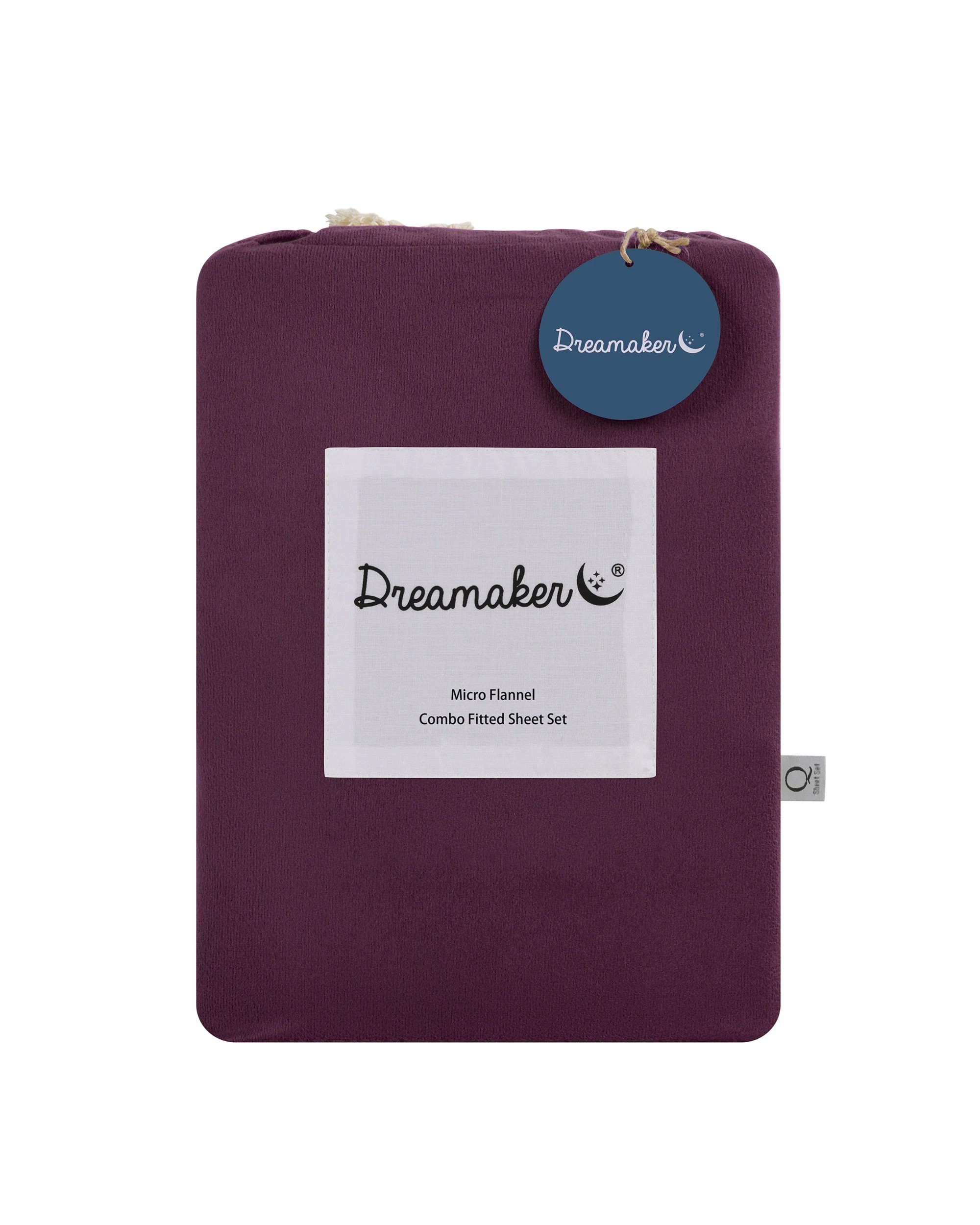7 Dreamaker Micro Flannel Combo Fitted Sheet Set - Queen Bed - Cherry, 7 of 7