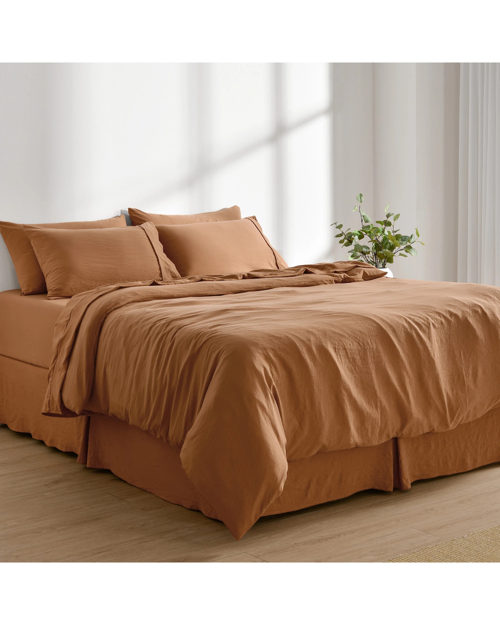 8 Dreamaker Superfine Washed Microfibre Pleated Valance - Queen Bed - Rust, 8 of 9