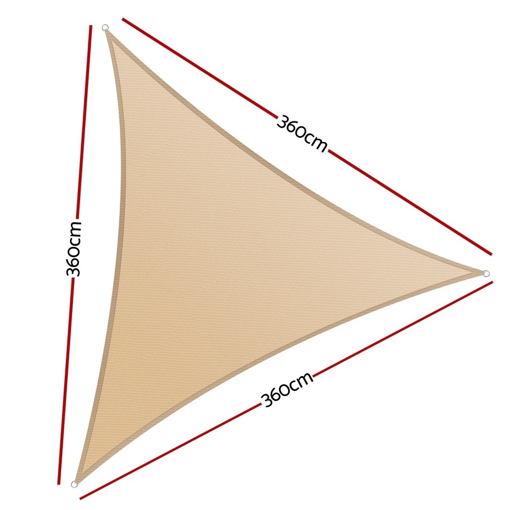 2 Instahut Shade Sail Cloth Shadecloth Triangle Sun Canopy 3.6x3.6x3.6M - Beige, 2 of 5
