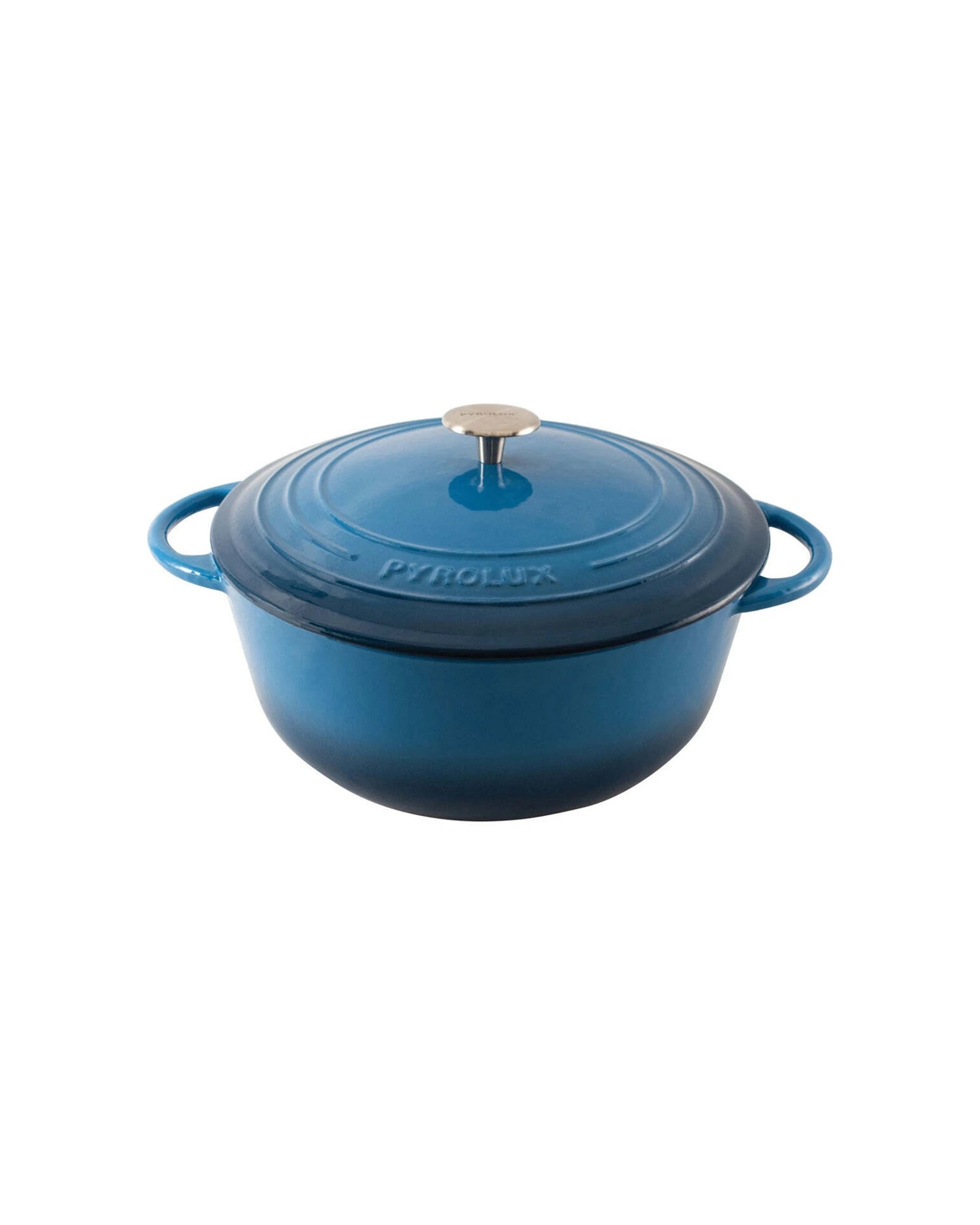 1 Pyrolux Pyrochef 26cm 5L Cast Iron Round Casserole With Lid Oven Safe - Blue, 1 of 1