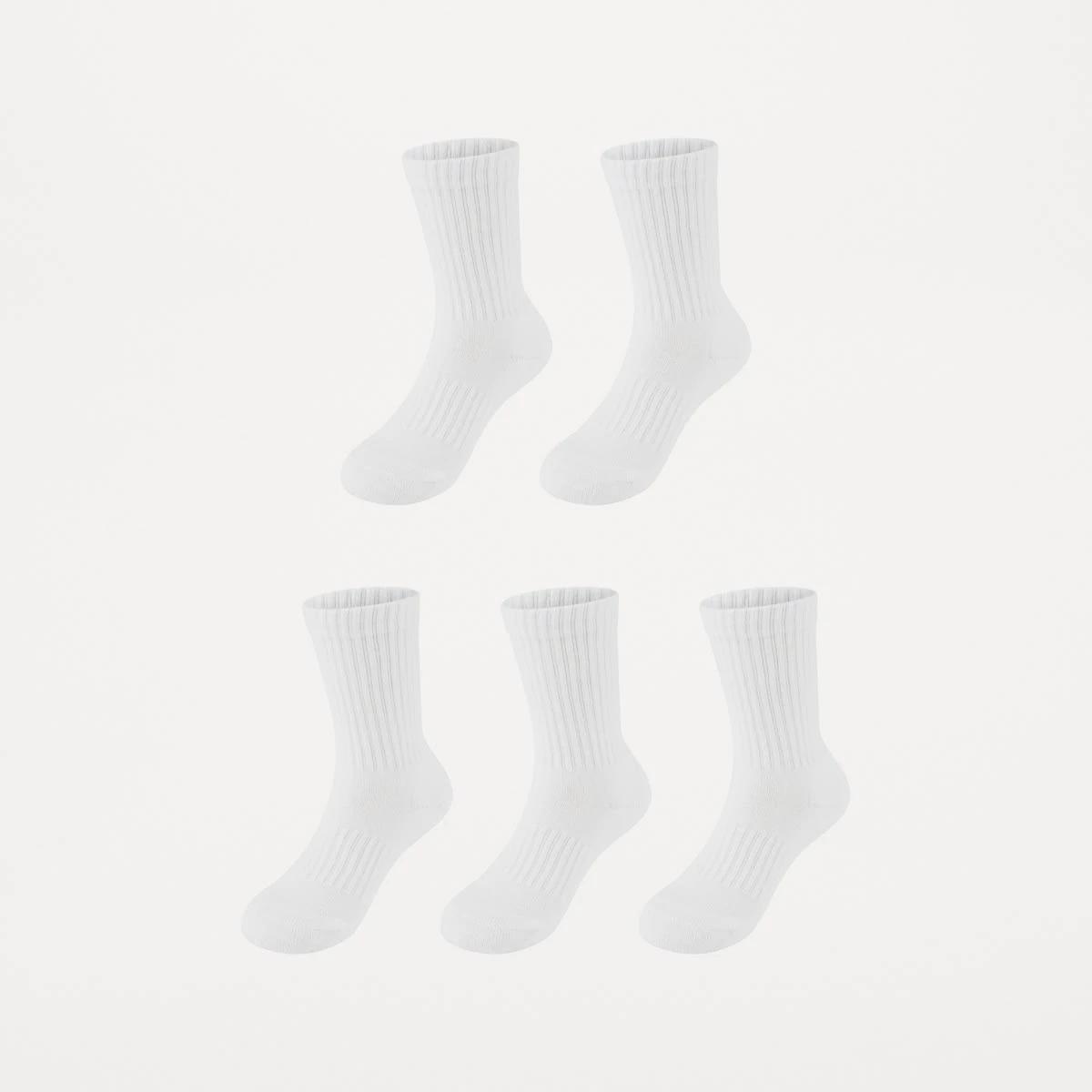 1 5 Pack Ultimate School Crew Socks WHITE, 1 of 3