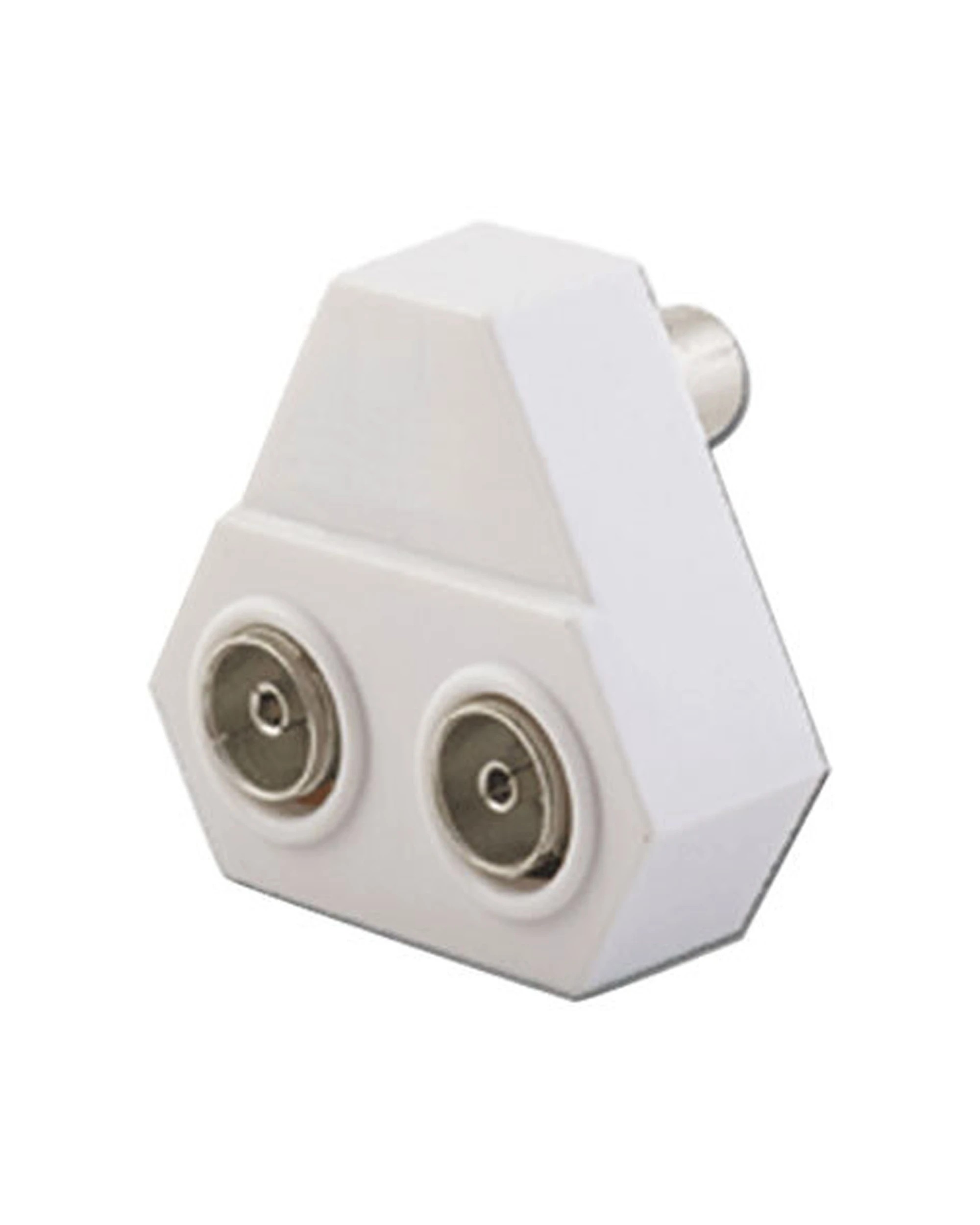 1 Sansai 2-Way Indoor 75ohm Right Angle TV Antenna Signal Coaxial Splitter - White, 1 of 2