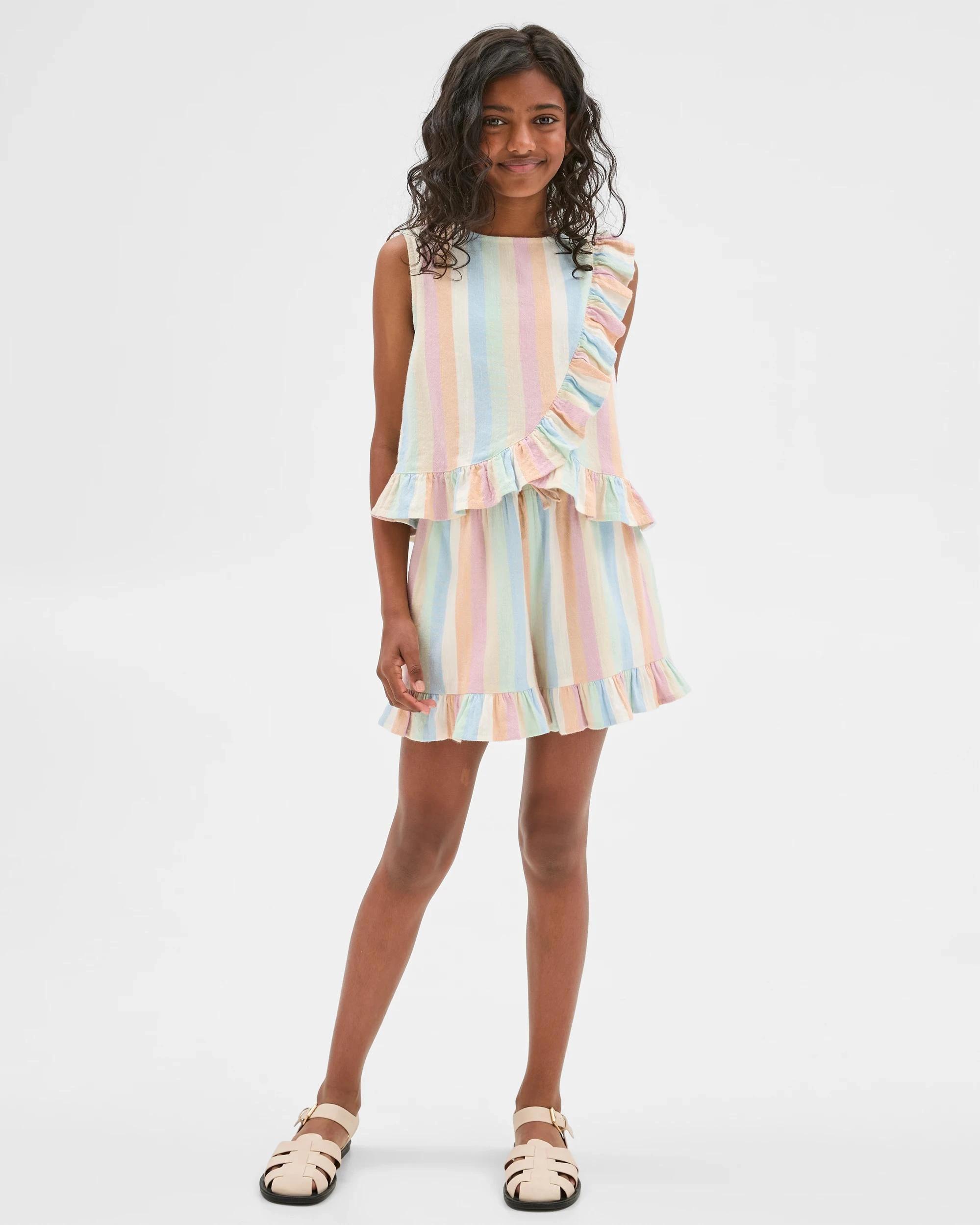 2 Target Woven Frill Hem Shorts MULTI STRIPE, 2 of 7