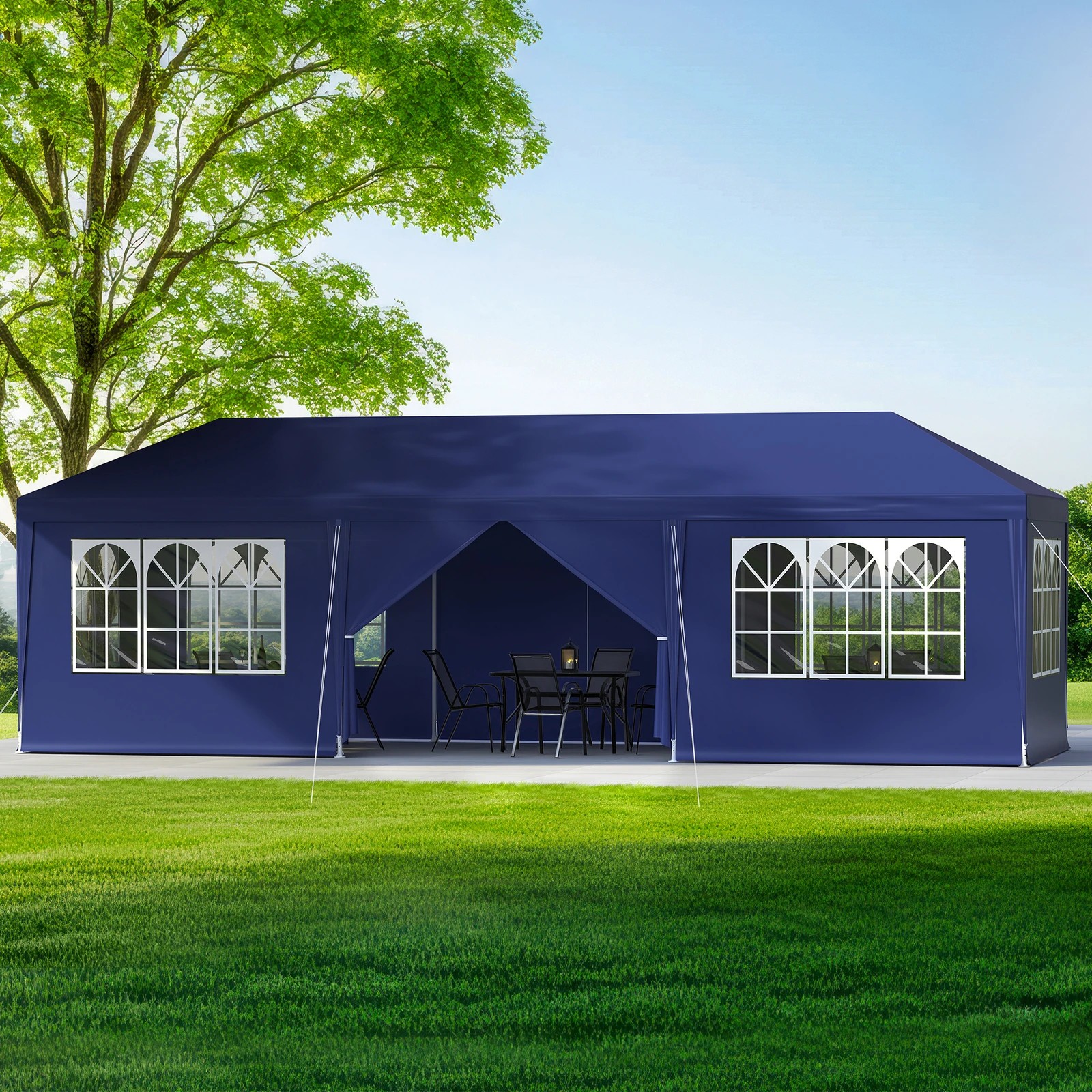 3 Alfordson Gazebo 3x9m Outdoor Wedding Marquee Camping Canopy Portable - Blue, 3 of 7