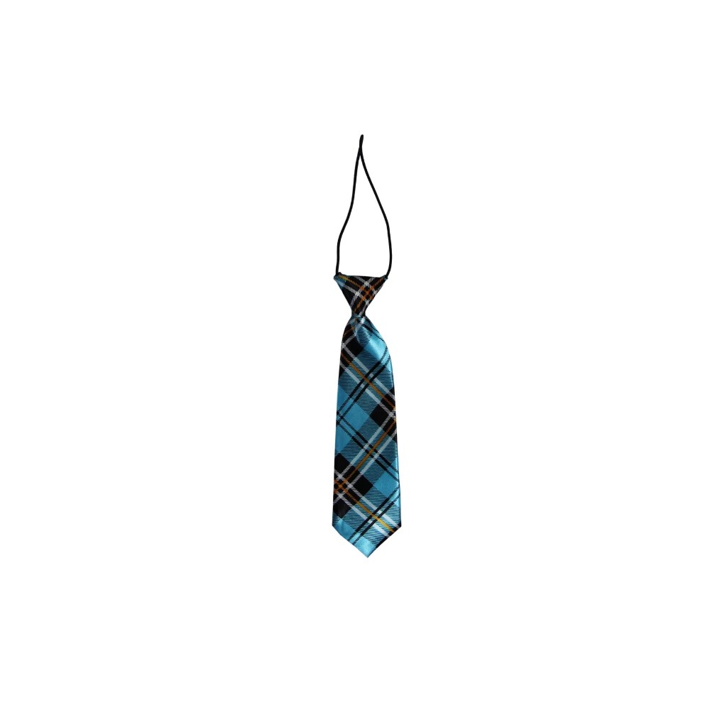 3 Zasel Kids Boys Turquoise, Black & Orange Patterned Elastic Neck Tie - Criss Cross - Multi, 3 of 5