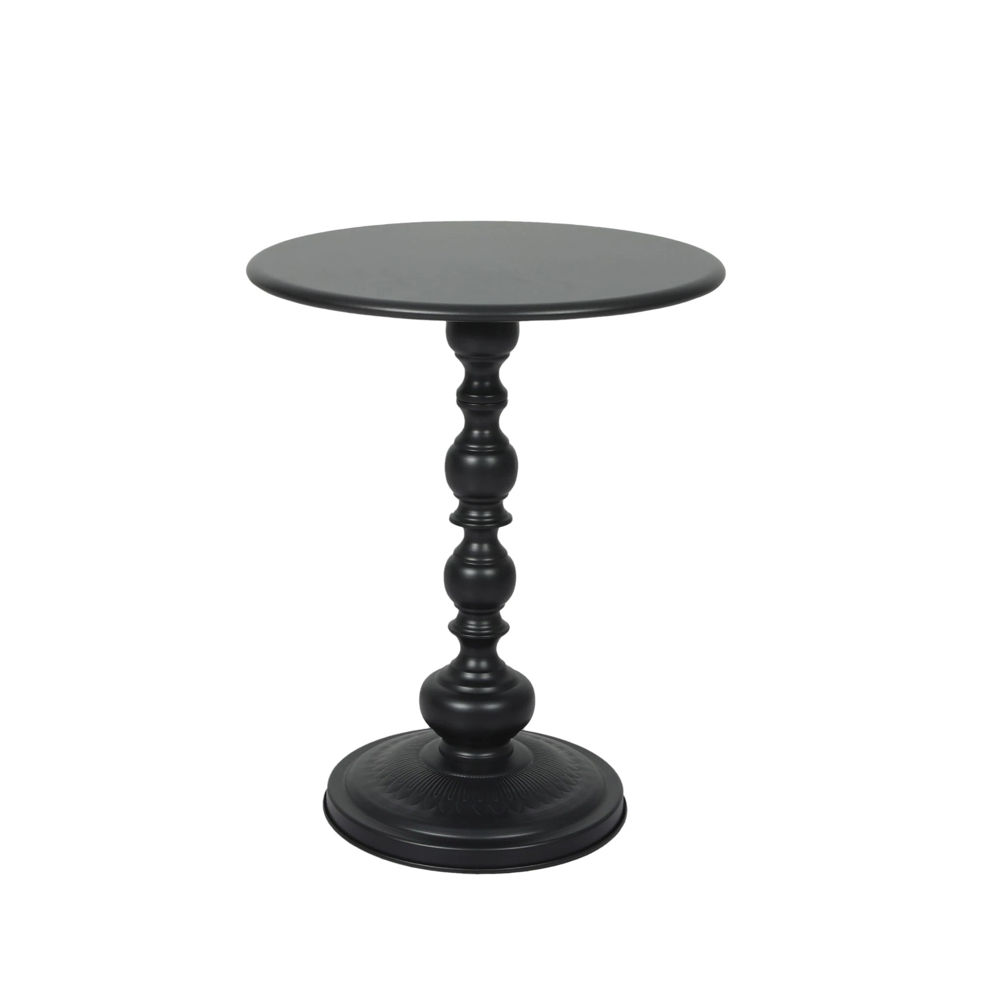 1 Levede Side Table Vintage End Round Tabletop Steel Base Nightstand Antique Black, 1 of 6