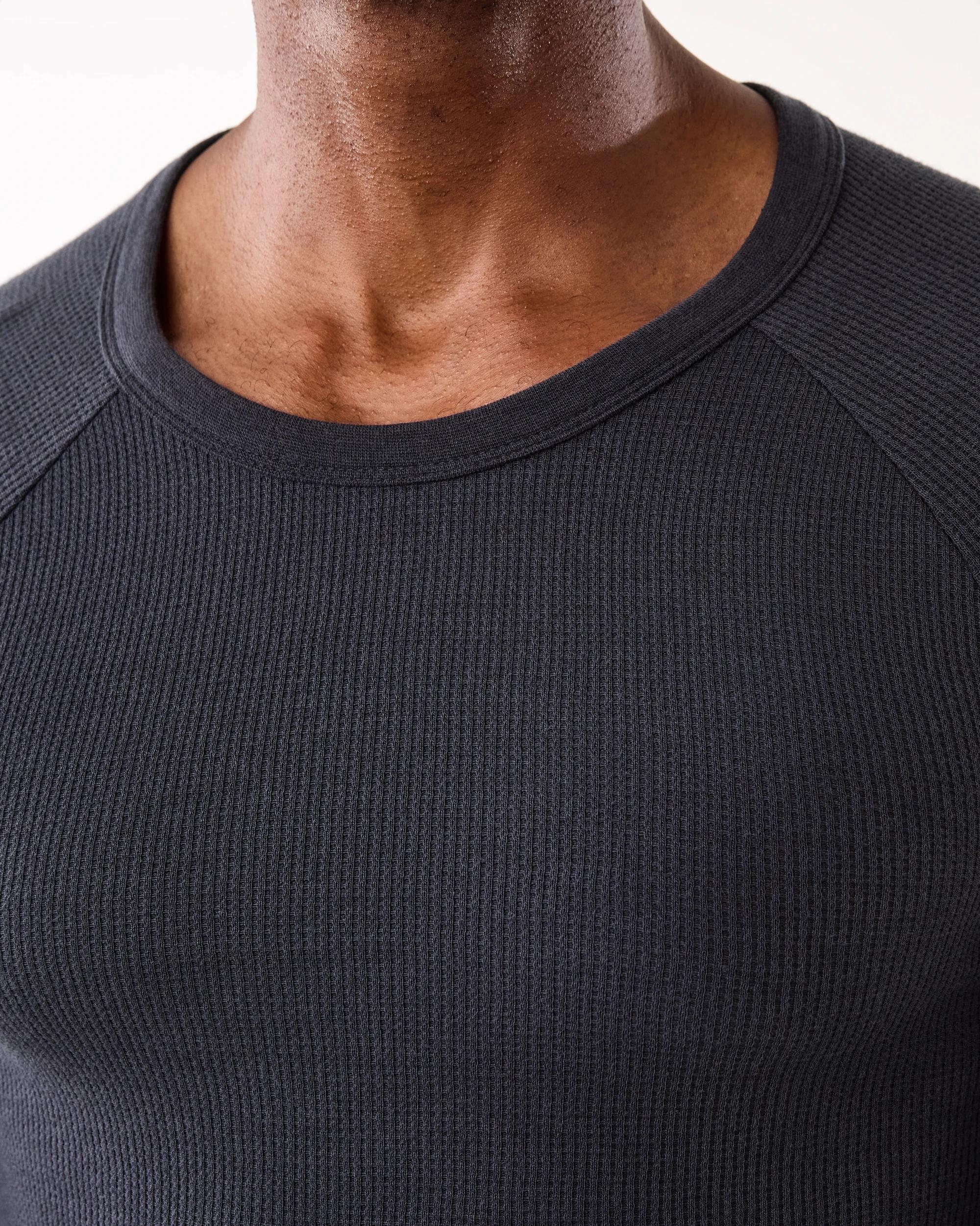 4 Long Sleeve Mini Waffle Thermal Top Blu Night, 4 of 4