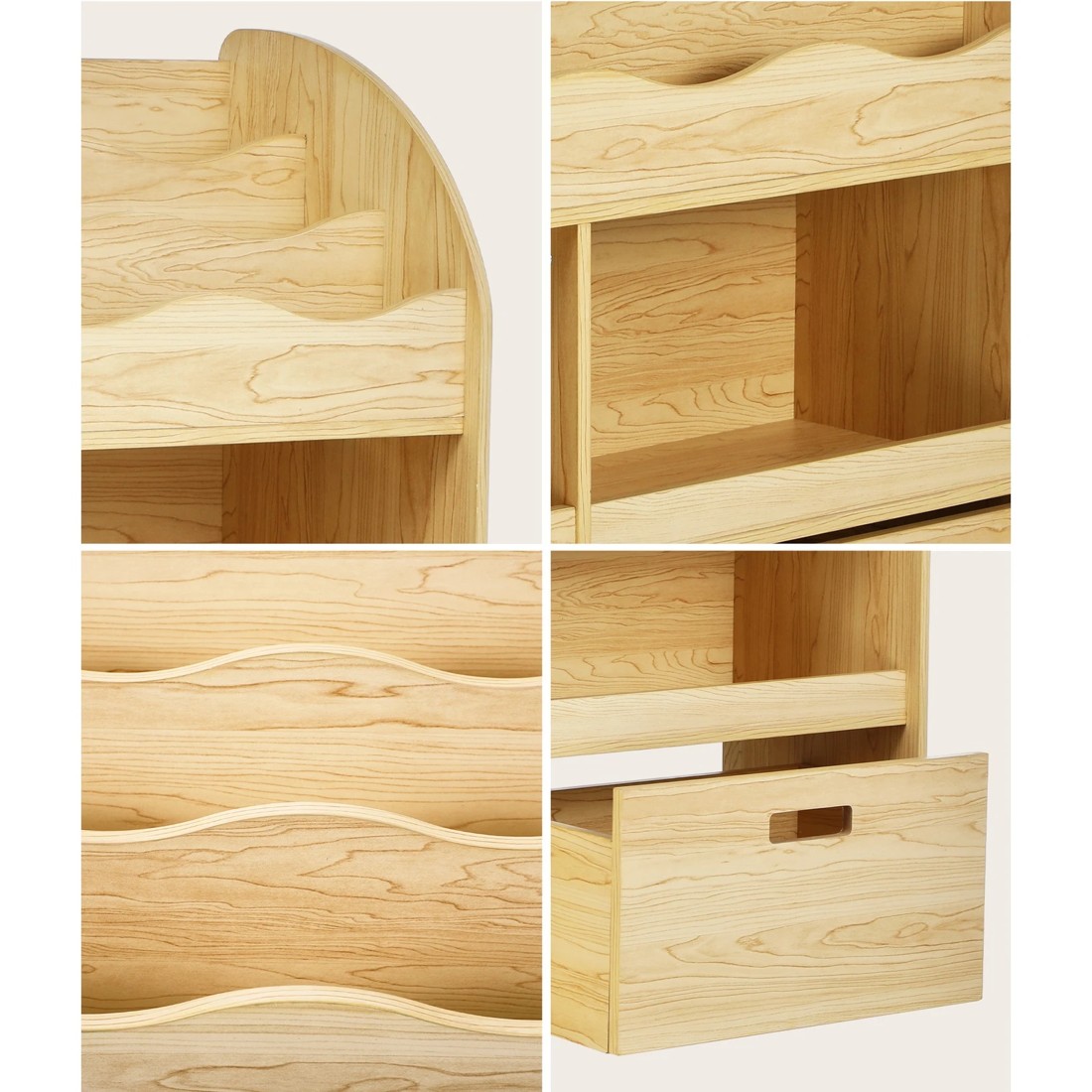 6 Oikiture Kids Bookshelf Children Bookcase Toy Storage Box Display Shelf
 - Natural, 6 of 10