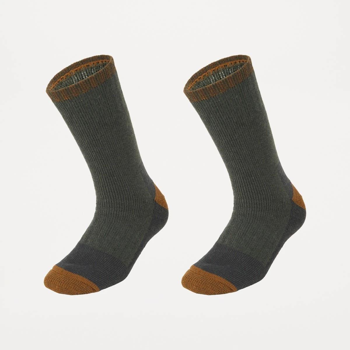 1 2 Pack Wool Blend Crew Socks OLIVE RUB, 1 of 3