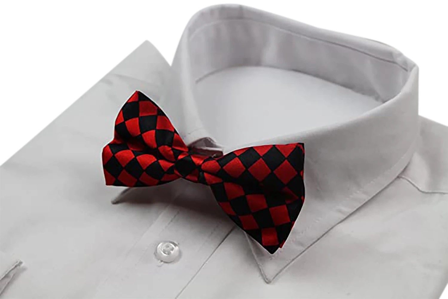 4 Zasel Mens Black & Red Checkered Block Patterned Bow Tie - Multi, 4 of 4