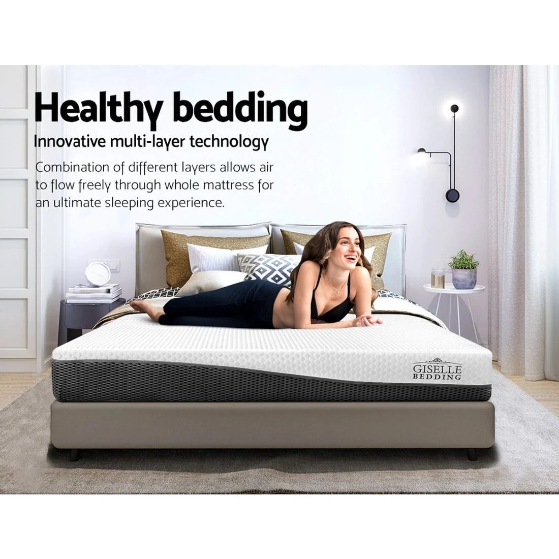 3 Giselle Bedding Memory Foam Mattress Bed Cool Gel Non Spring 21cm Queen - Queen Bed - Multi, 3 of 8