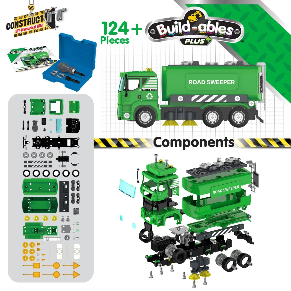 5 Construct-It Build-ables Plus - Road Sweeper, Work Vehicle, 5 of 8