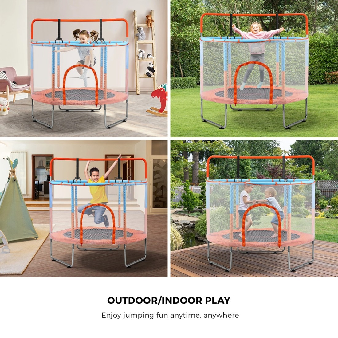 5 Mazam 60" Kids Trampoline Enclosure Safety Net Rebounder Round W/ Bar &rings
 - Multi, 5 of 10