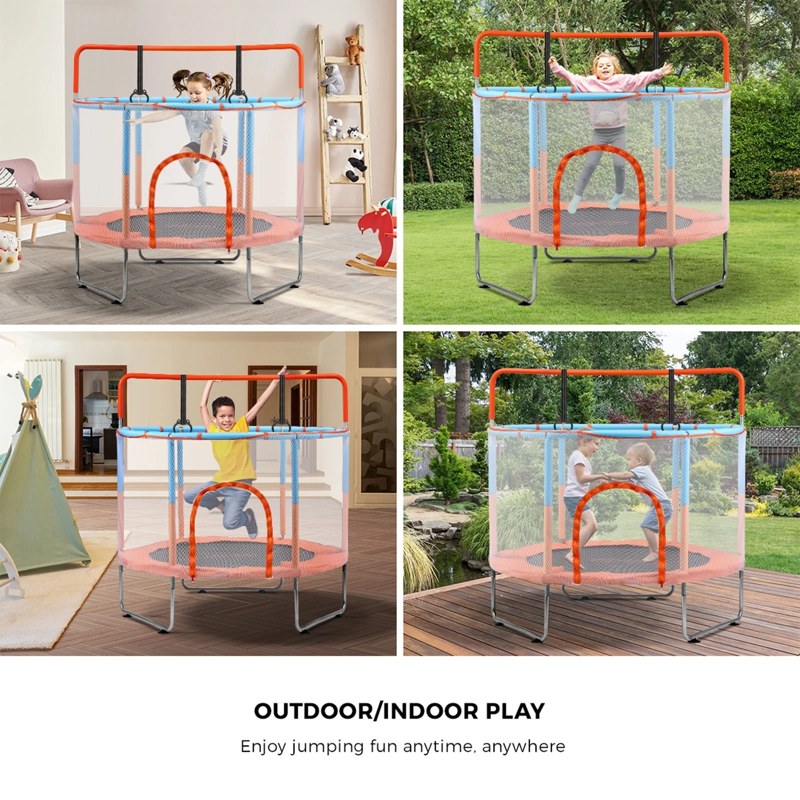 5 Mazam 60" Kids Trampoline Enclosure Safety Net Rebounder Round W/ Bar &rings
 - Multi, 5 of 10