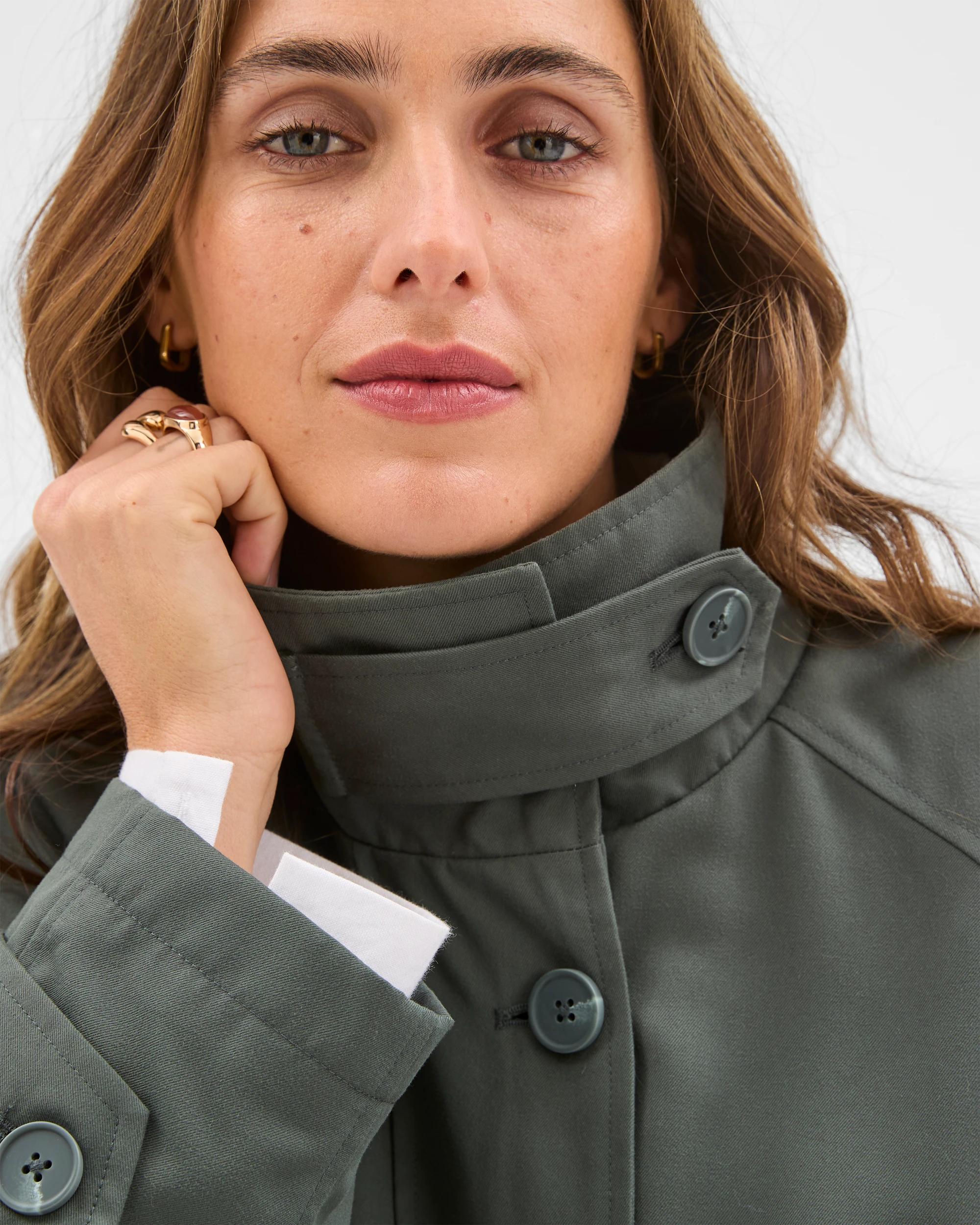 6 Target Woman Longline Funnel Neck Coat COAL GREEN, 6 of 7