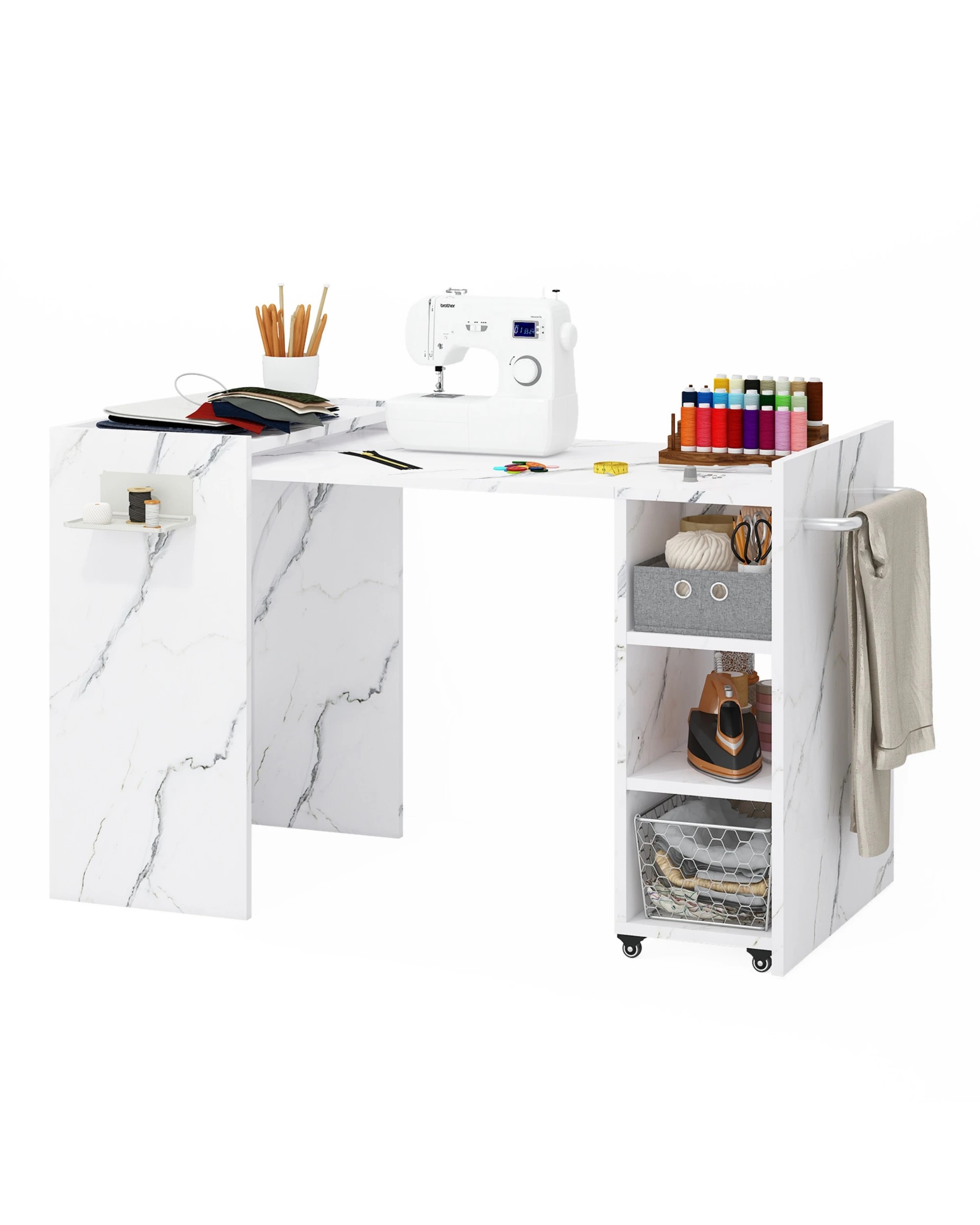 7 Advwin Computer Desk Folding Sewing Table - White, 7 of 7