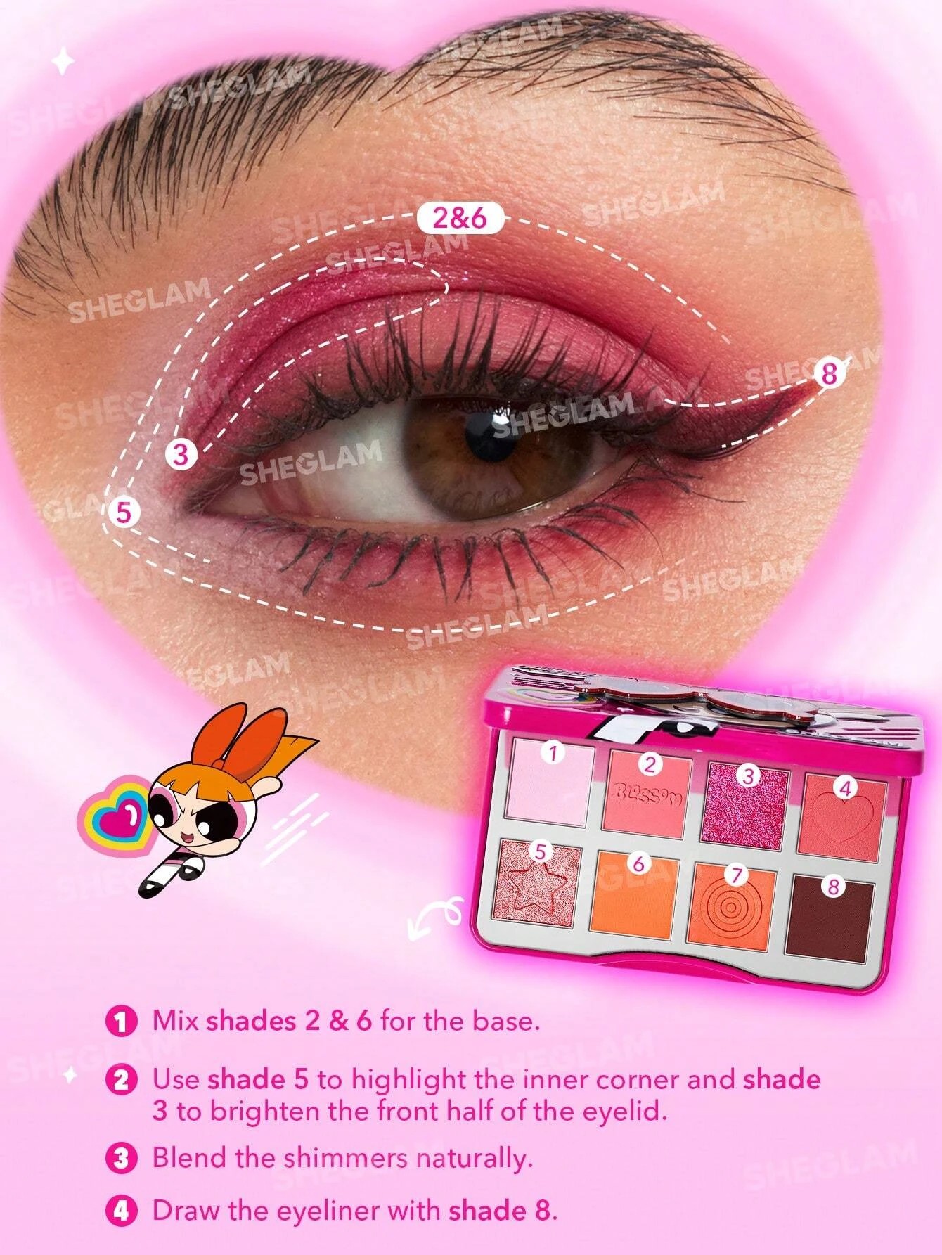5 The Powerpuff Girls x SHEGLAM The Professor's Girls Eyeshadow Palette - The Leader, 5 of 7