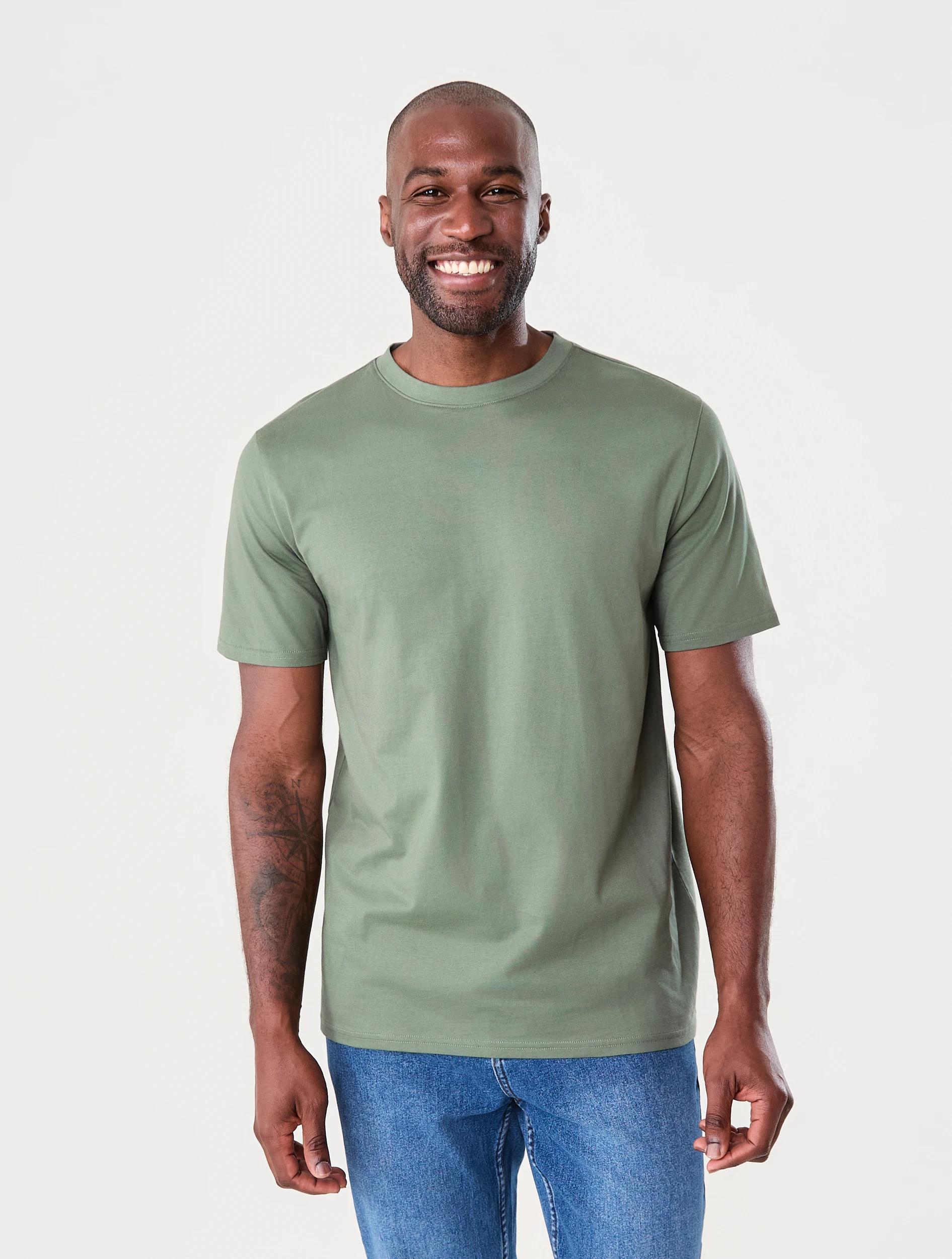 1 Australian Cotton Crew Neck T-shirt AGAVE, 1 of 6