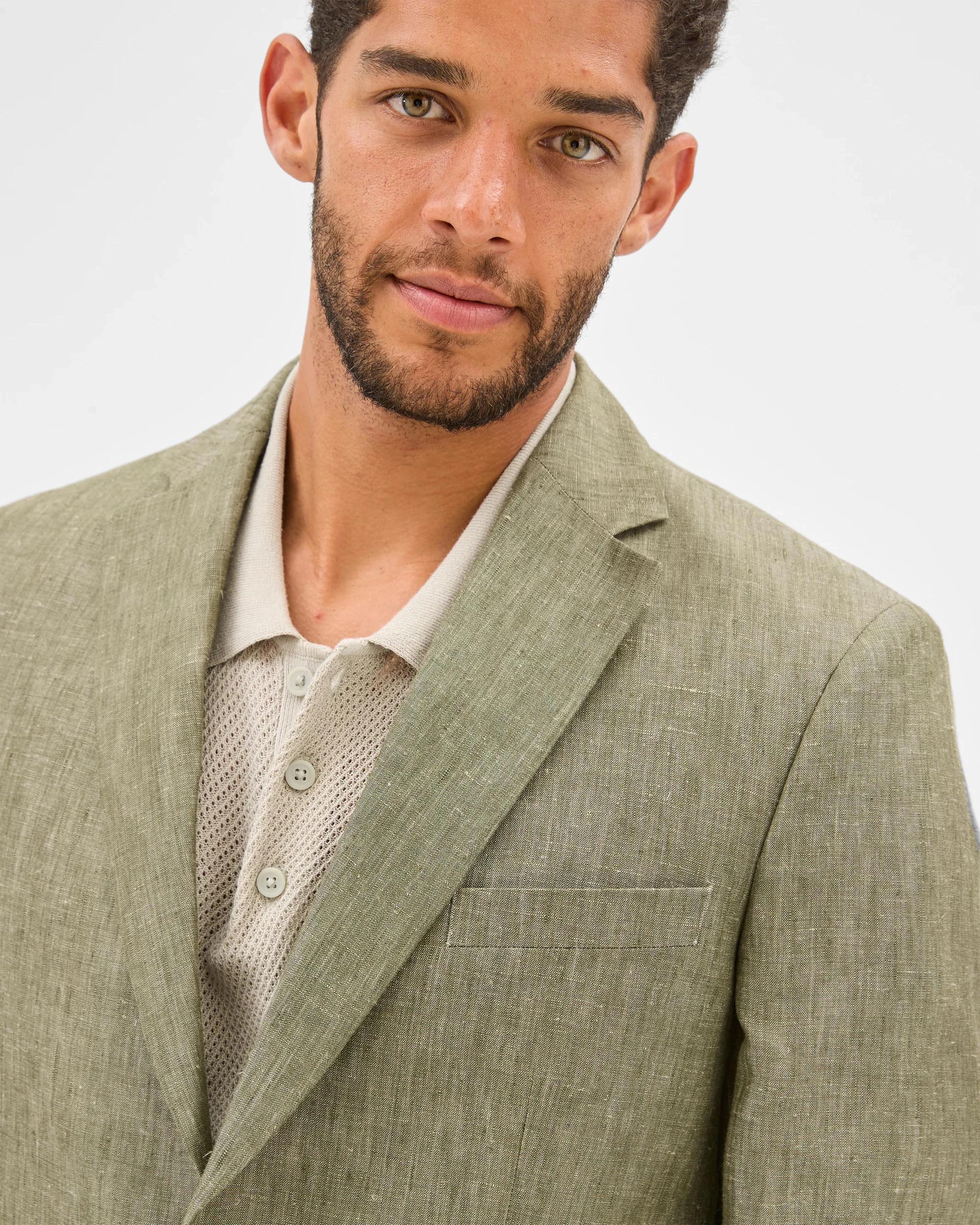 5 Tailored Fit European Linen Blazer - Preview KHAKI, 5 of 6