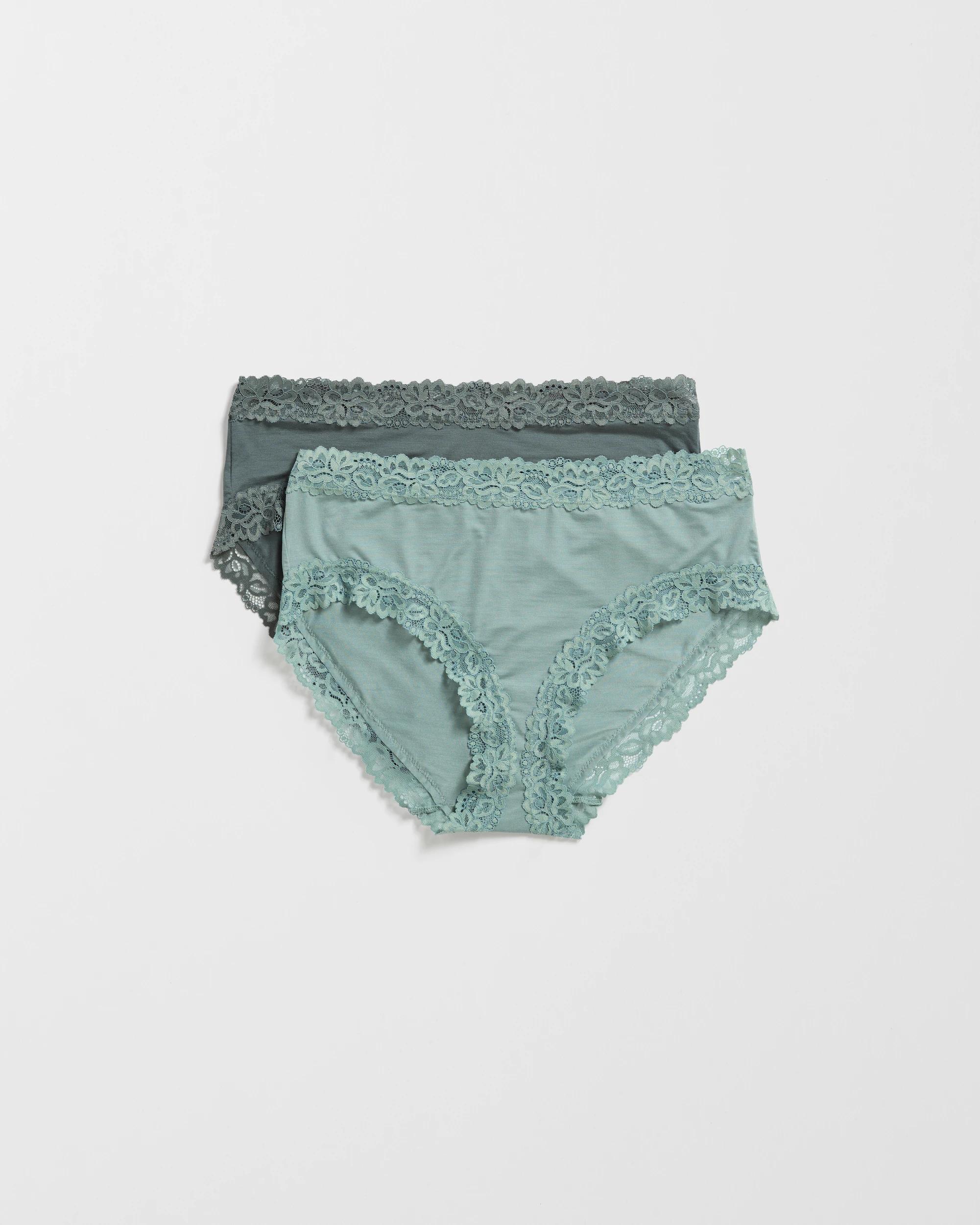 1 Target Womens Modal And Lace Midi Briefs 2 Pack BLASAM/CHINOIS GREEN, 1 of 4