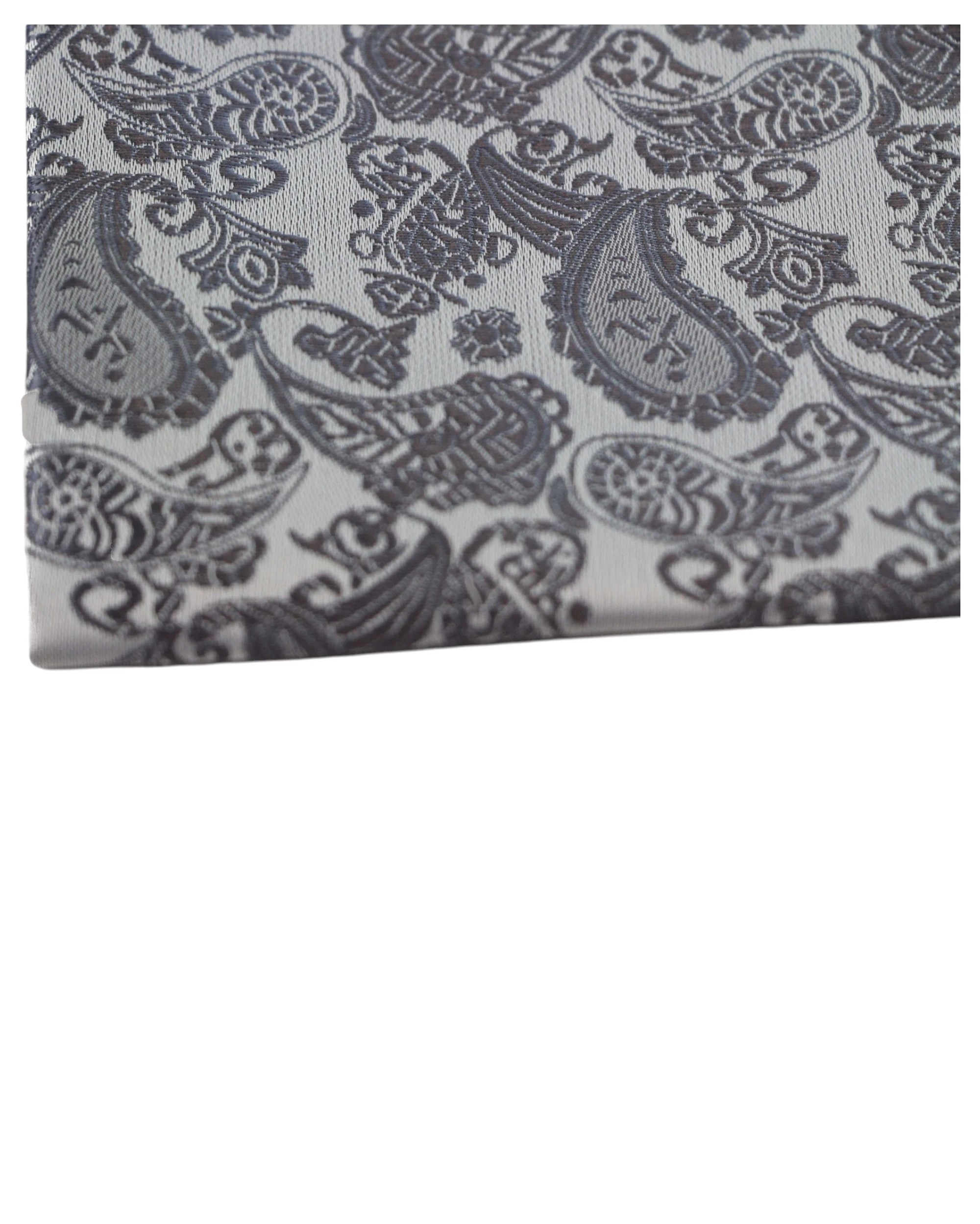 2 Zasel Mens Silver & Dark Silver Paisley Silk Pocket Square - Multi, 2 of 3