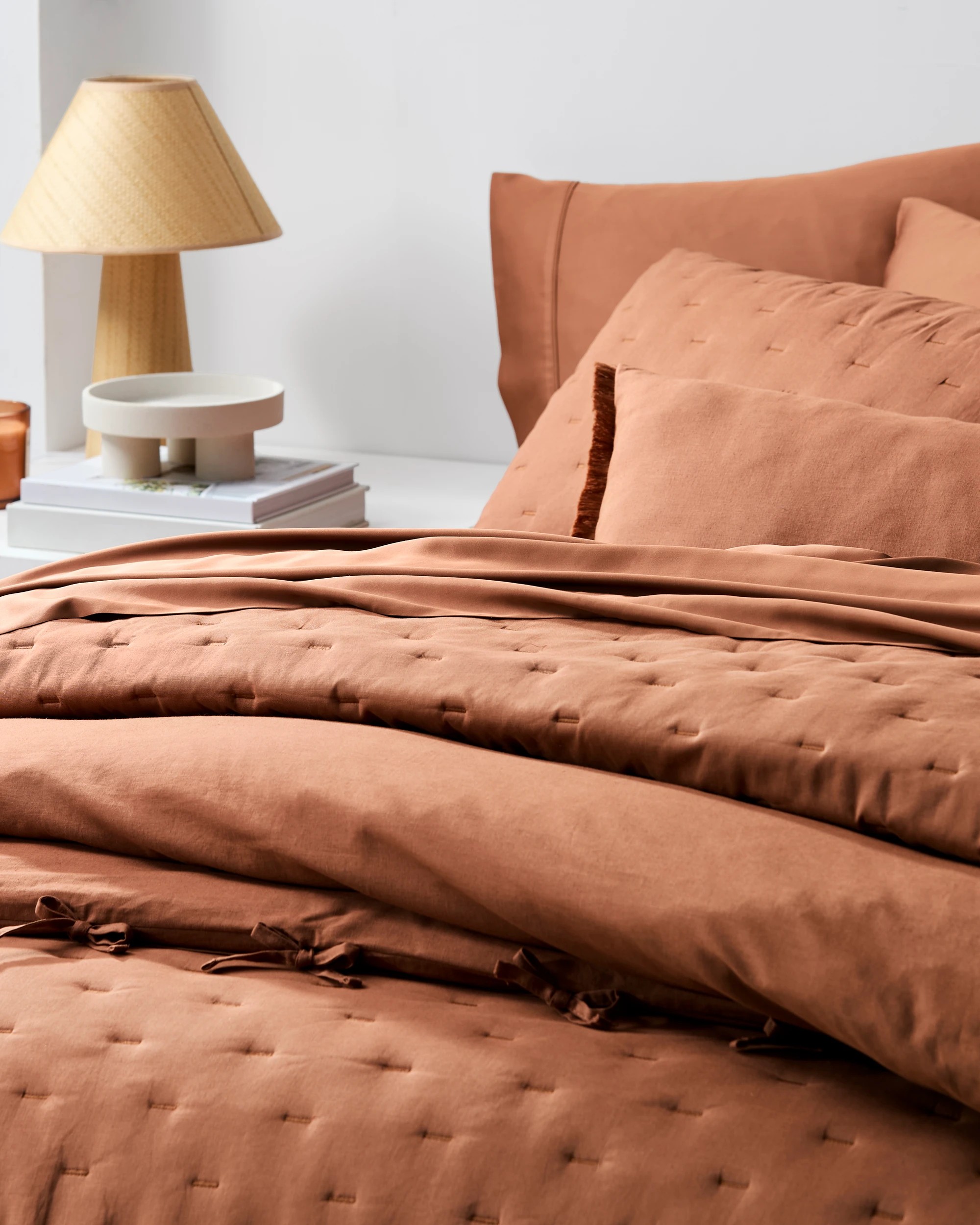 Target Laynie Linen/Cotton Coverlet Set - Double Bed - Brown - Kmart