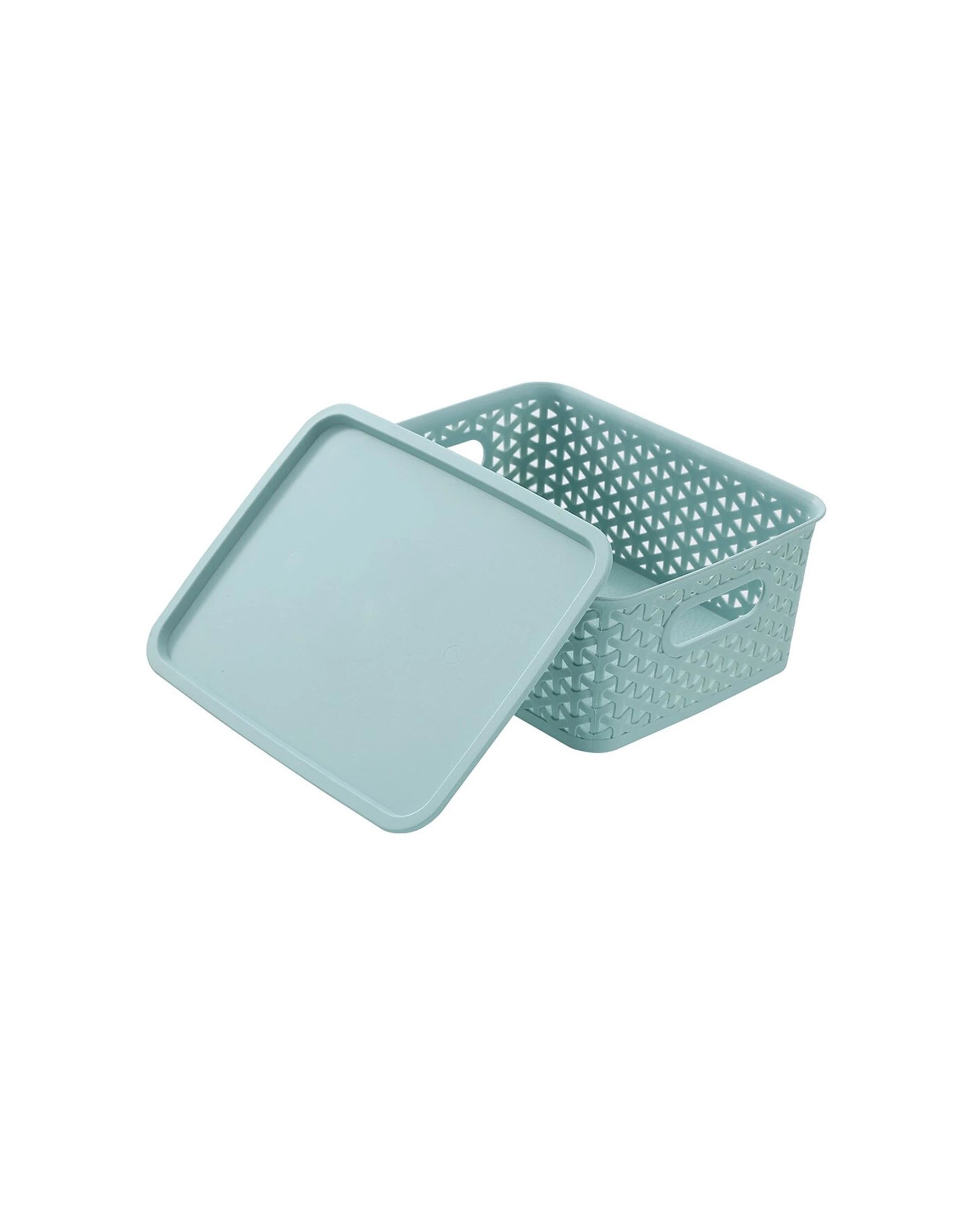 3 Boxsweden Wicker 25cm Woven Texture Storage Basket With Lid Small - Assorted, 3 of 5