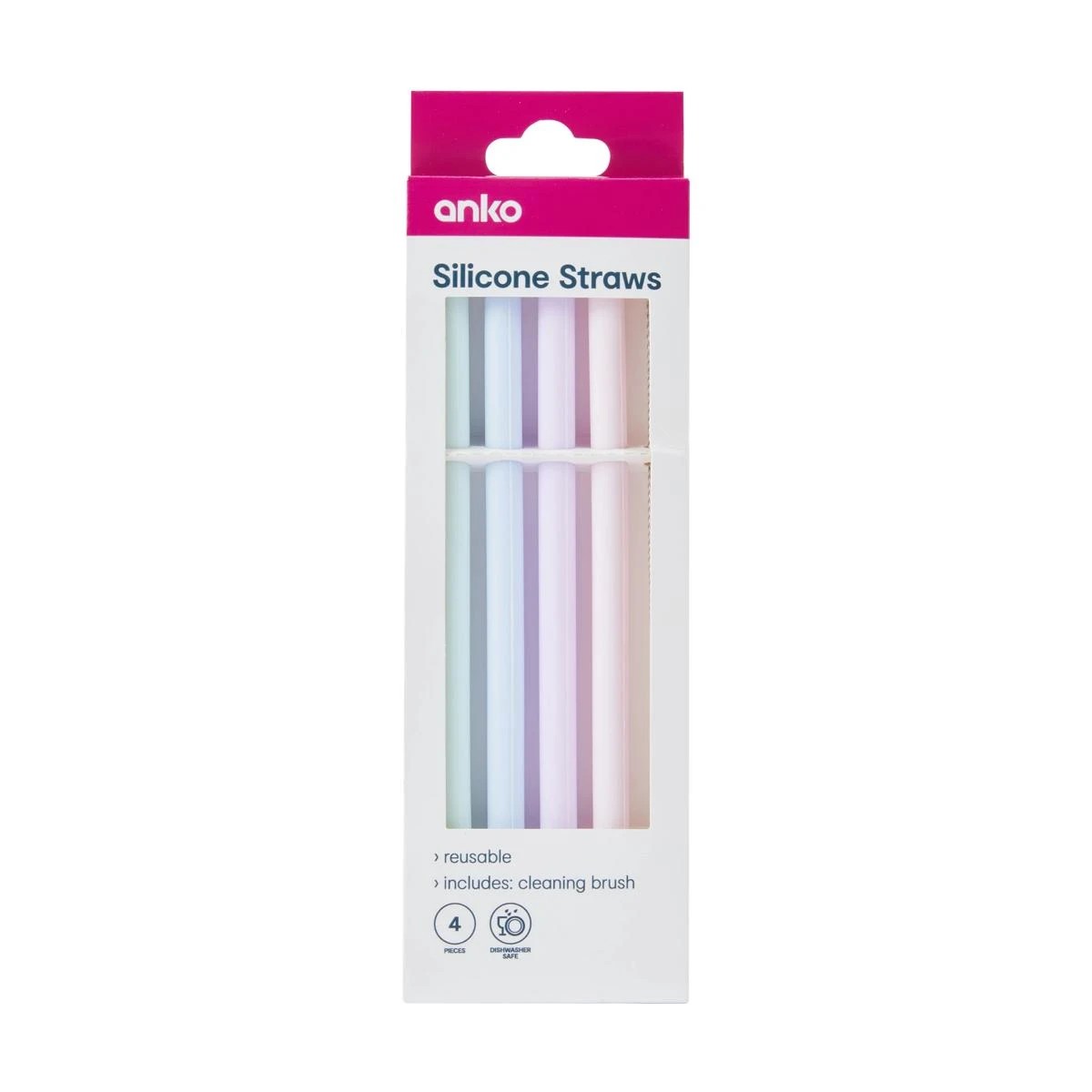 1 4 Pack Silicone Straws, 1 of 7